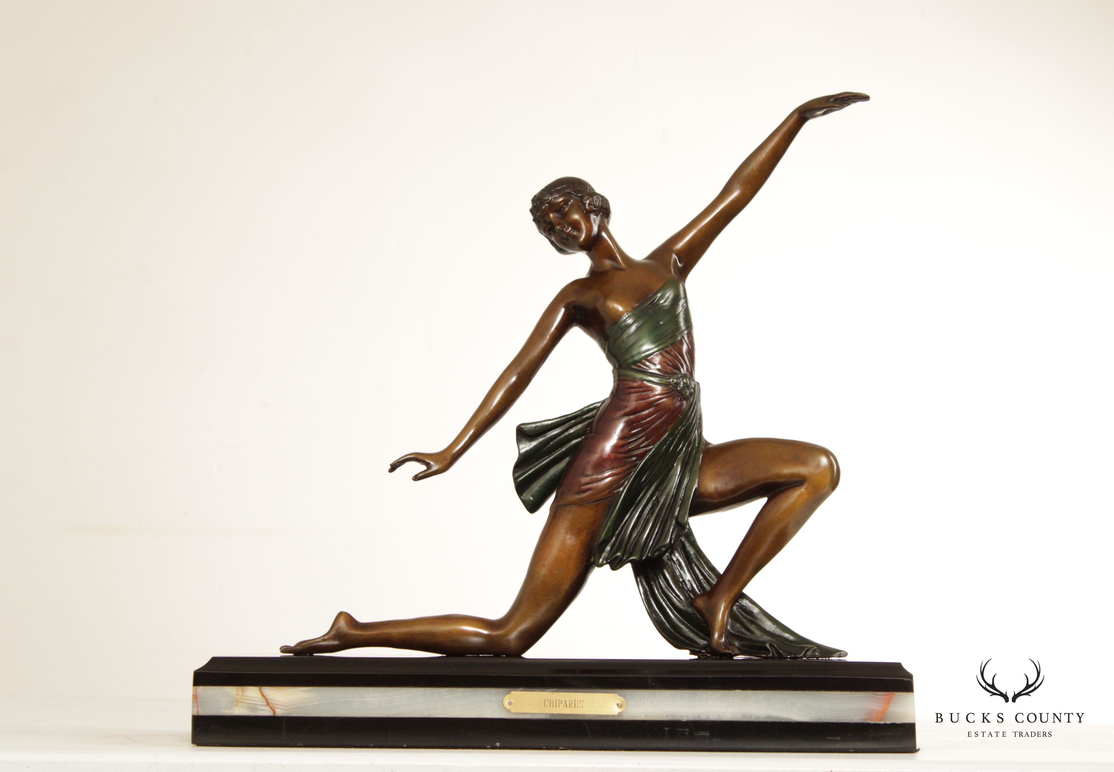 Art Deco Kneeling Dance Bronze Sculpture, After Demétre Chiparus