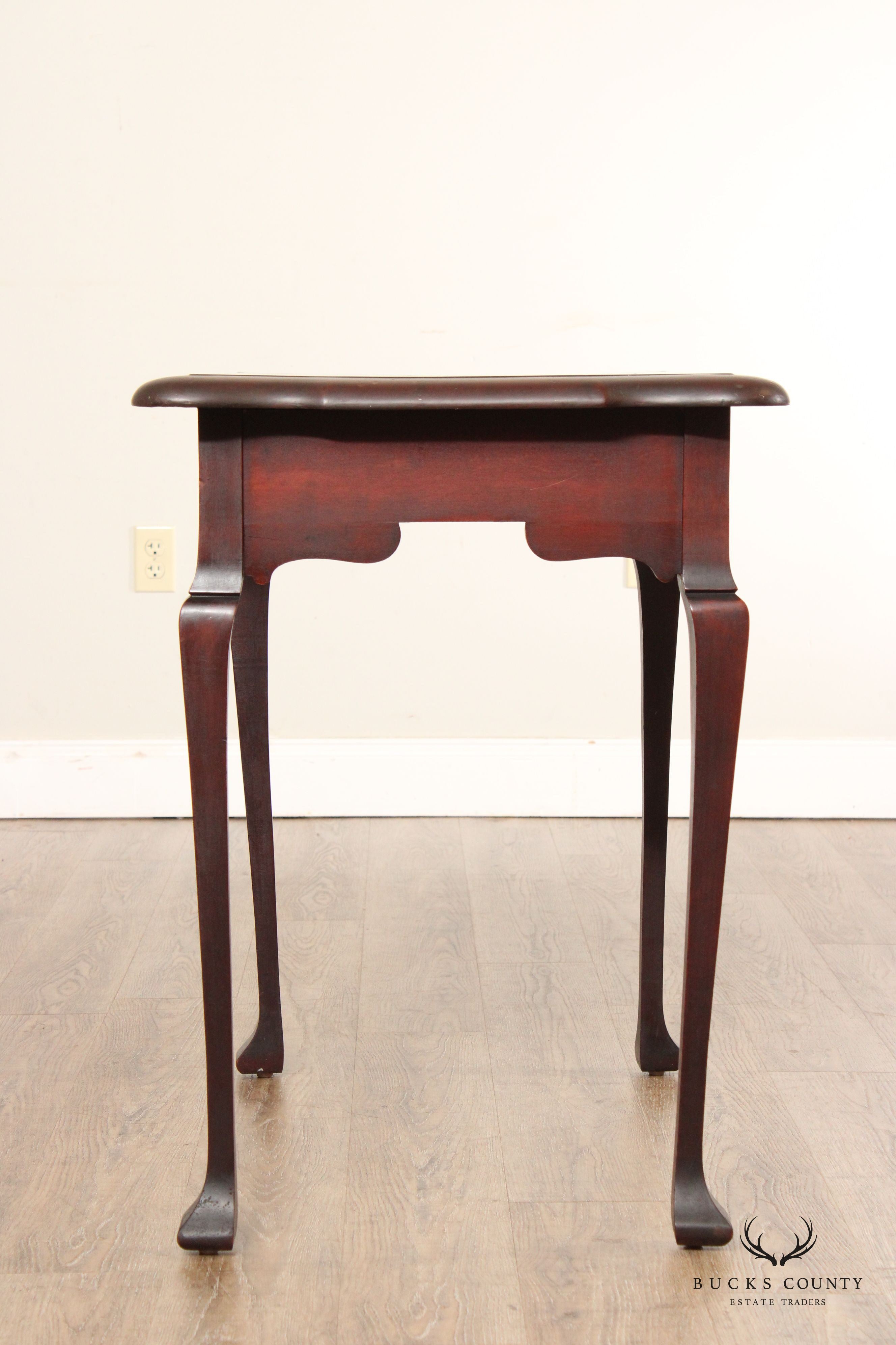 Queen Anne Style Marquetry Inlaid Side Tea Table