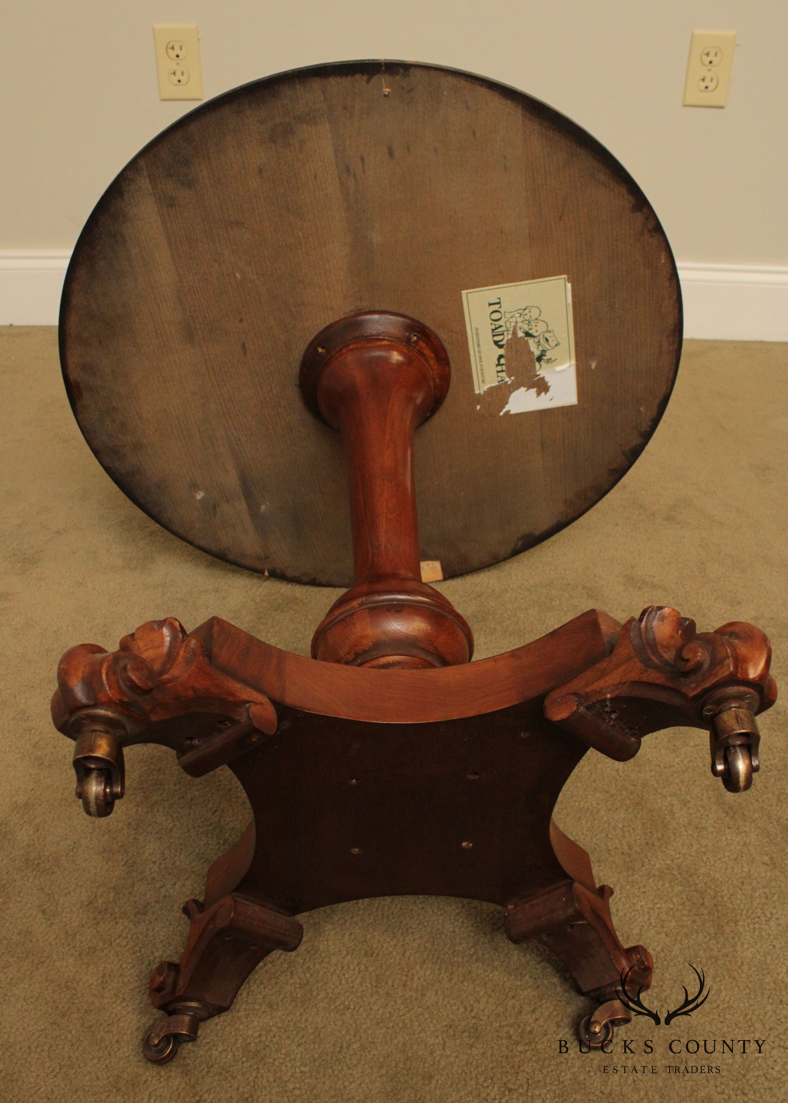 Empire Style Round Oyster Wood Inlaid Pedestal Table