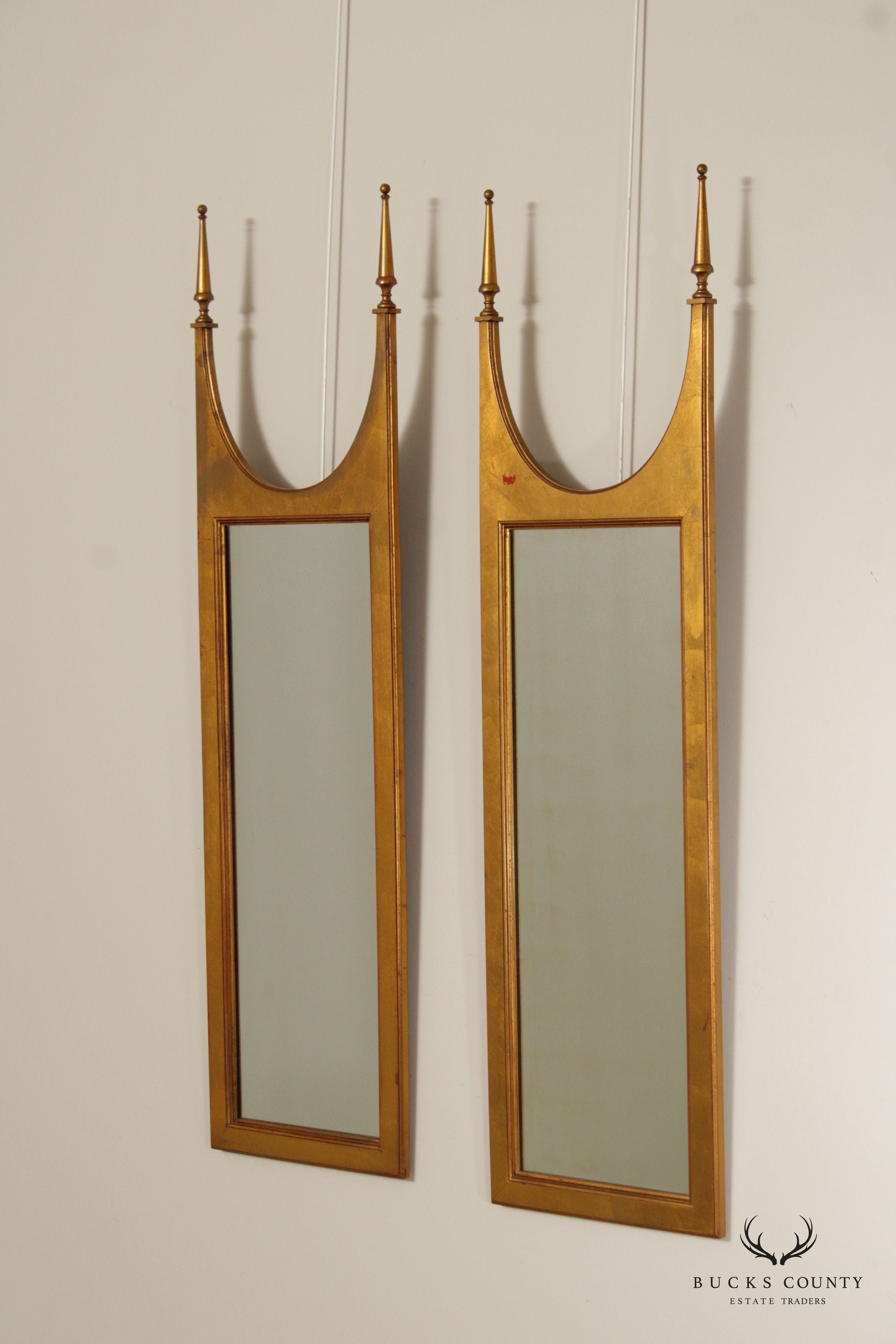 Hollywood Regency Vintage Pair Giltwood Wall Mirrors