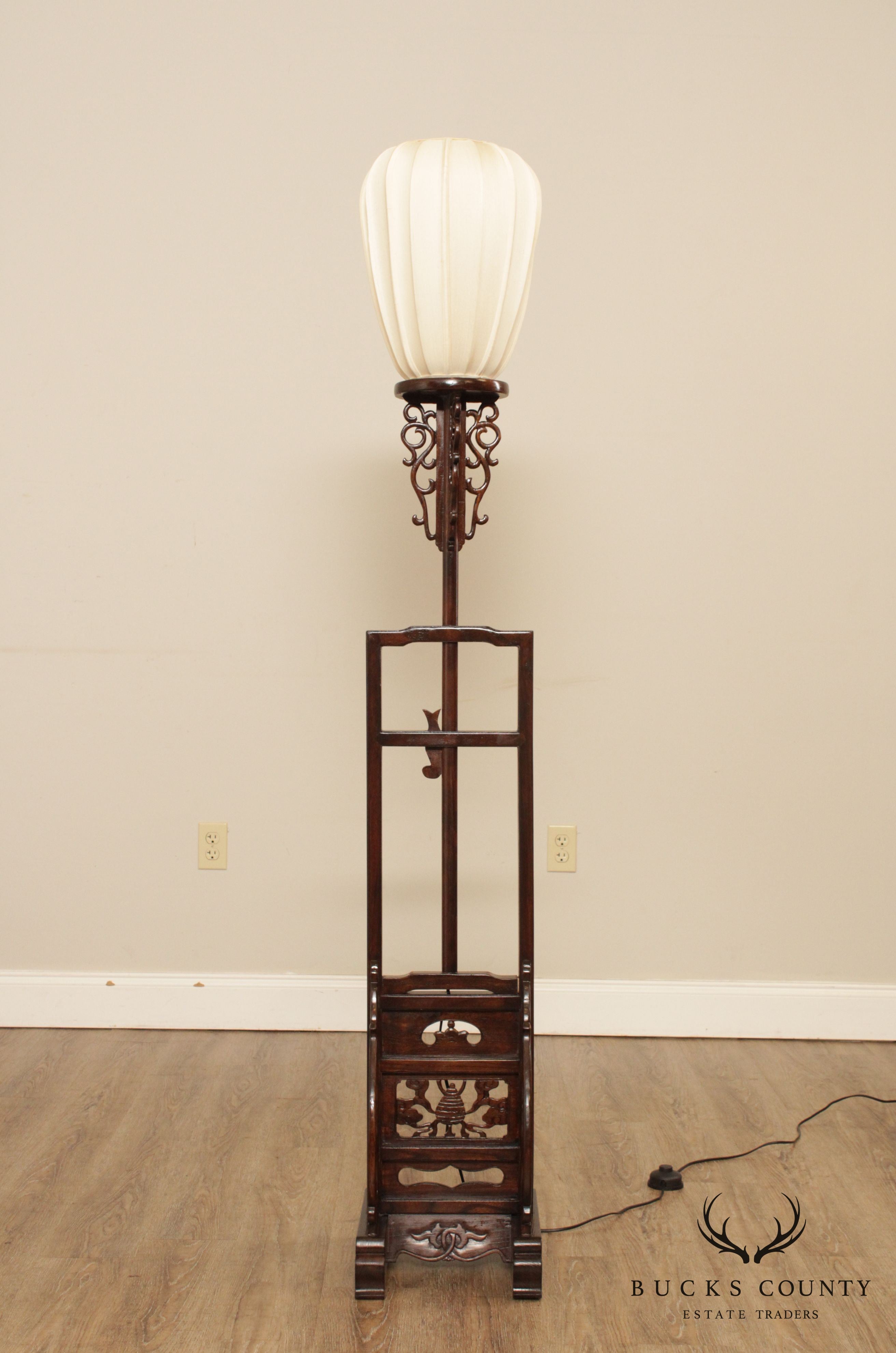 Vintage Chinese Hardware Adjustable Floor Lamp