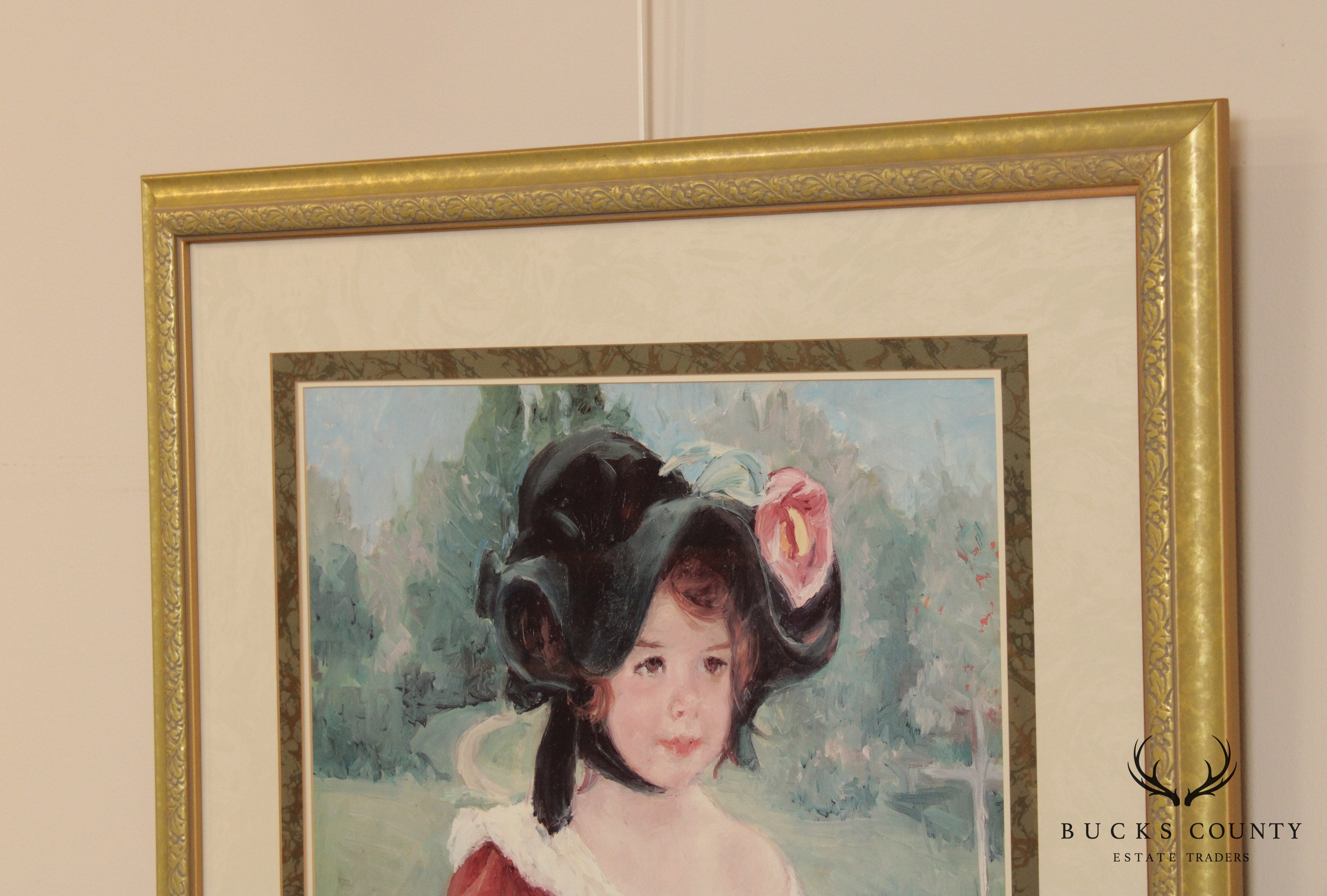 Mary Cassatt Custom Framed Art Print, Springtime Margot Standing in Garden