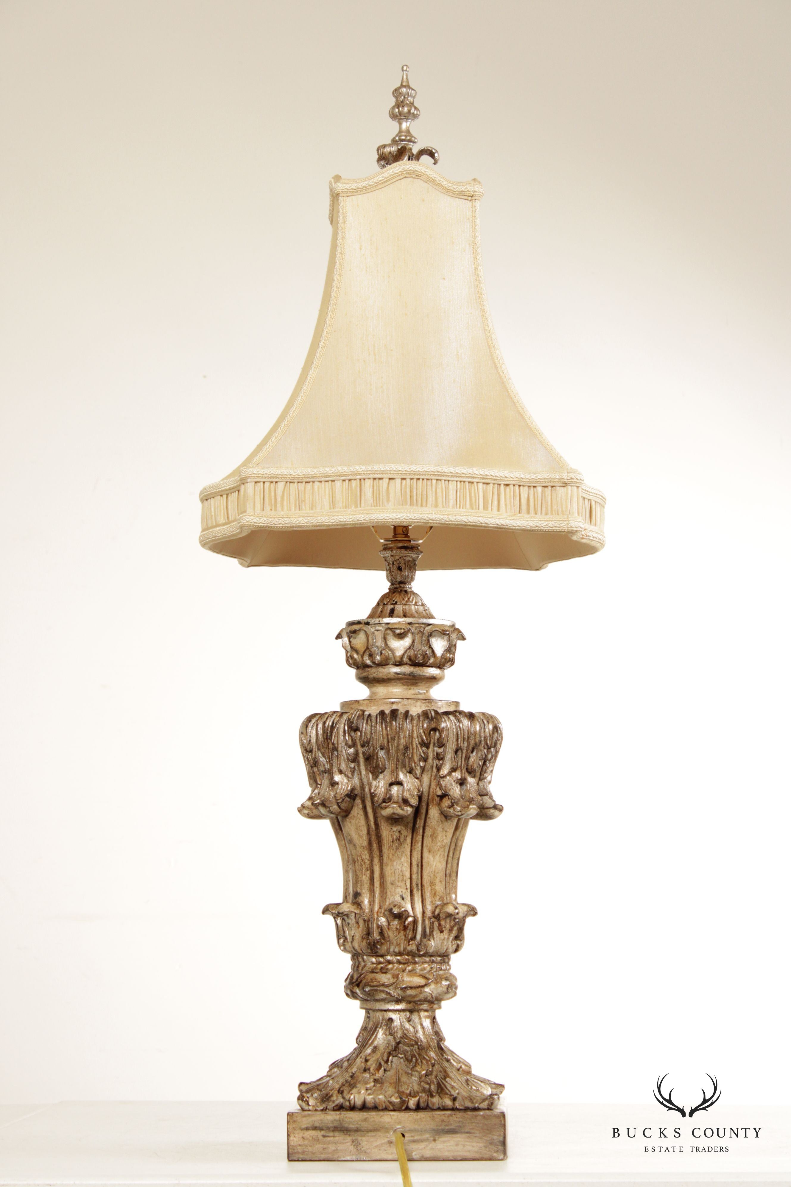 John-Richard Classical Style Pair of Acanthus Carved Table Lamps