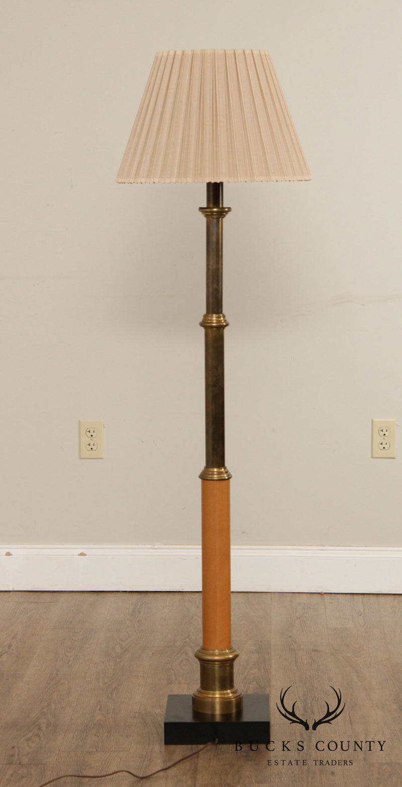 Chapman Vintage Leather Wrapped Brass Floor Lamp