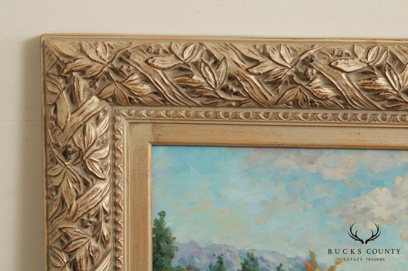 Vintage Impressionist Garden Landscape Oil Painting Signed
