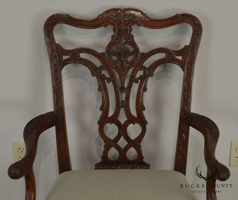 Georgian Style Carved Mahogany Arm Chair with Hariy - Paw Feet