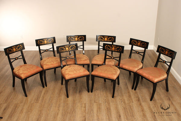 Baker Furniture Empire Style Set of Eight Ebonized Dining Chairs