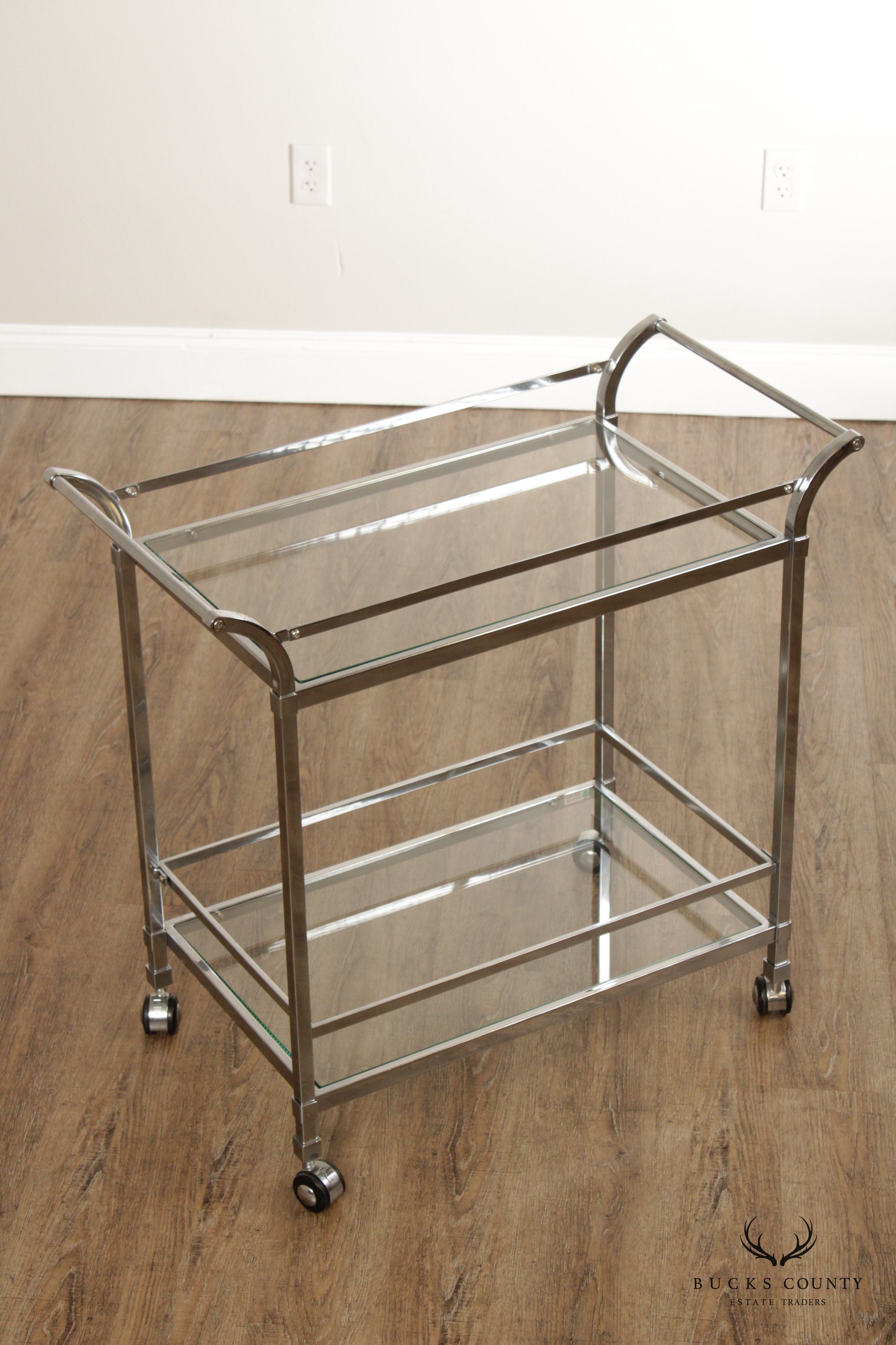 Vintage Chrome and Glass Trolley or Bar Cart