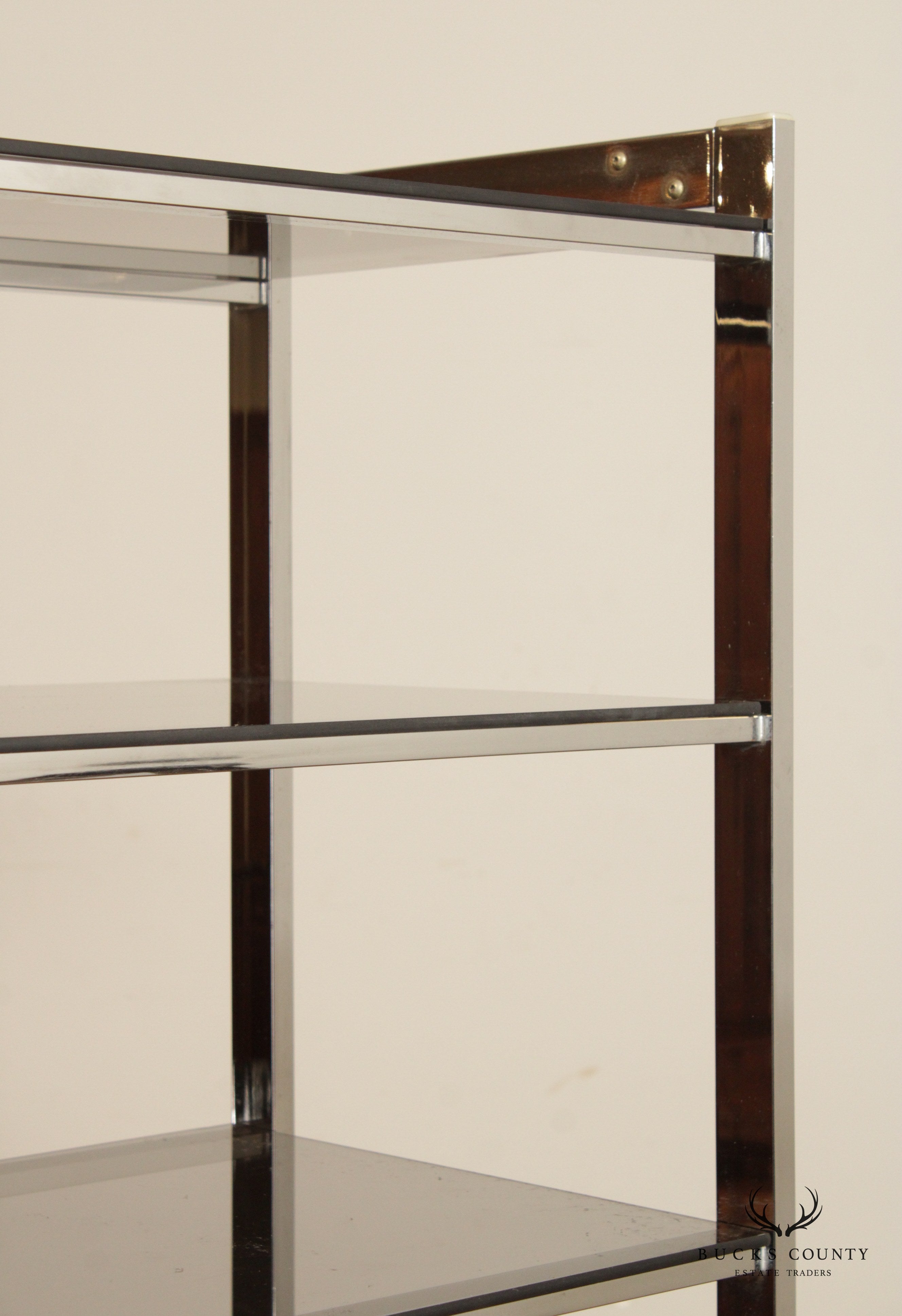 Mid Century Modern Glass and Chrome Etagere Bookshelf