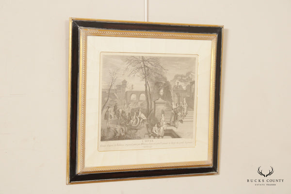 Antique 19th C. French 'L'Hiver' Engraving, After Jean-Antoine Watteau