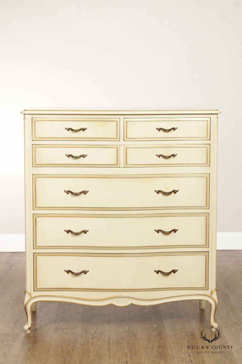 Drexel Touraine French Provincial Style Painted Tall Chest of Drawers