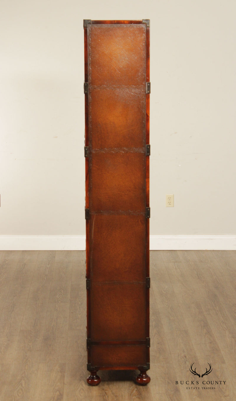 Theodore Alexander Campaign Style Leather Wrapped Bookcase