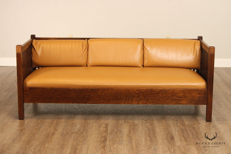 Stickley Mission Collection Oak Spindle Settle Sofa