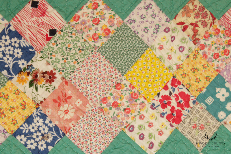 Mennonite or Amish Patchwork 'Sawtooth' Bars Quilt