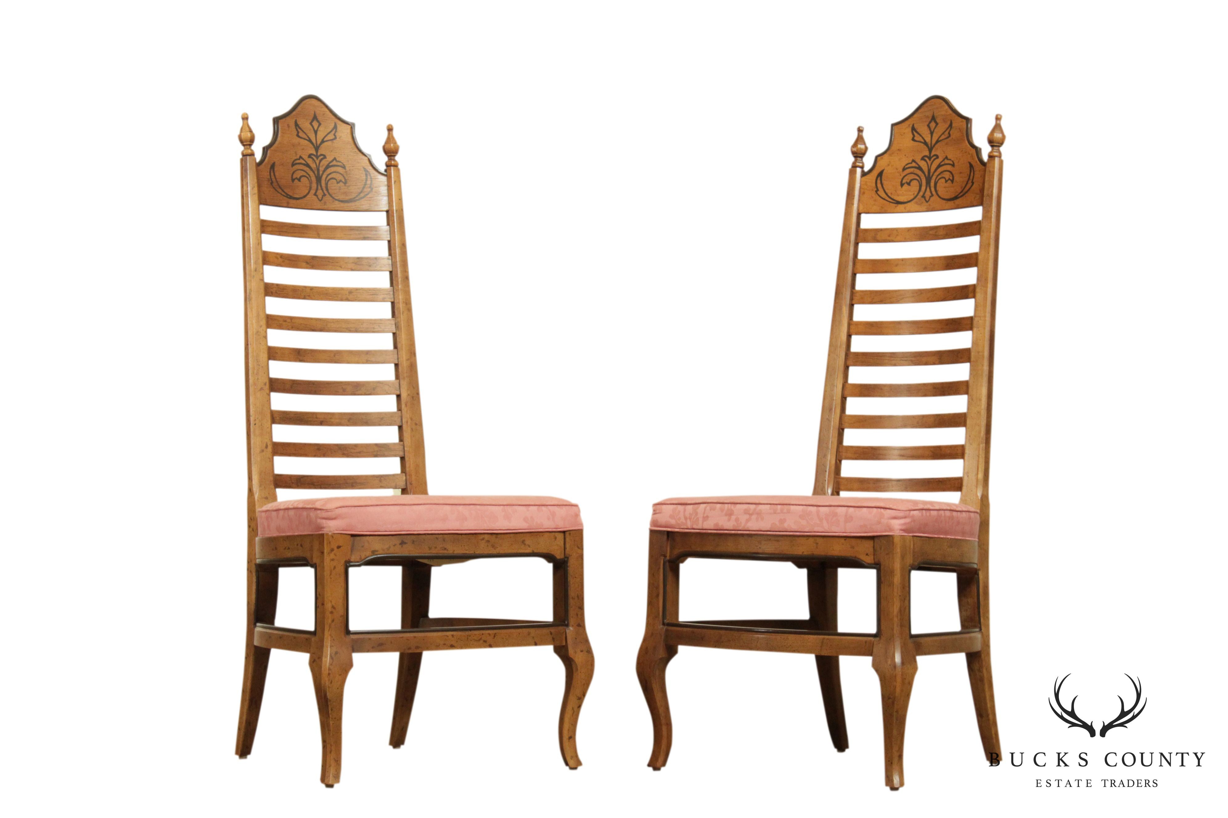 Drexel "Esperanto" Collection Vintage Pair Ladder Back Side Chairs