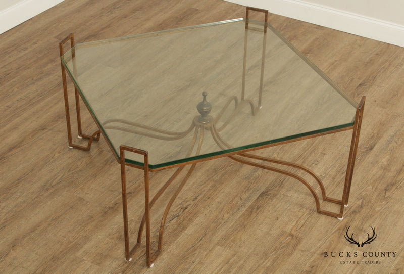 Quality French Gilt Metal Glass Top Coffee Table