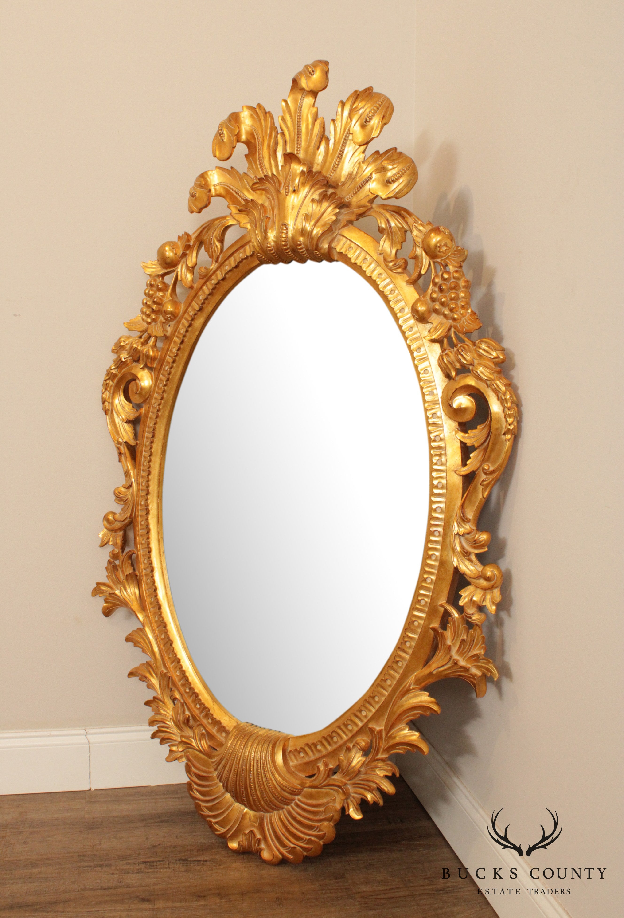 Harrison & Gil Dauphine Gilt Wood Rococo Style Wall Mirror