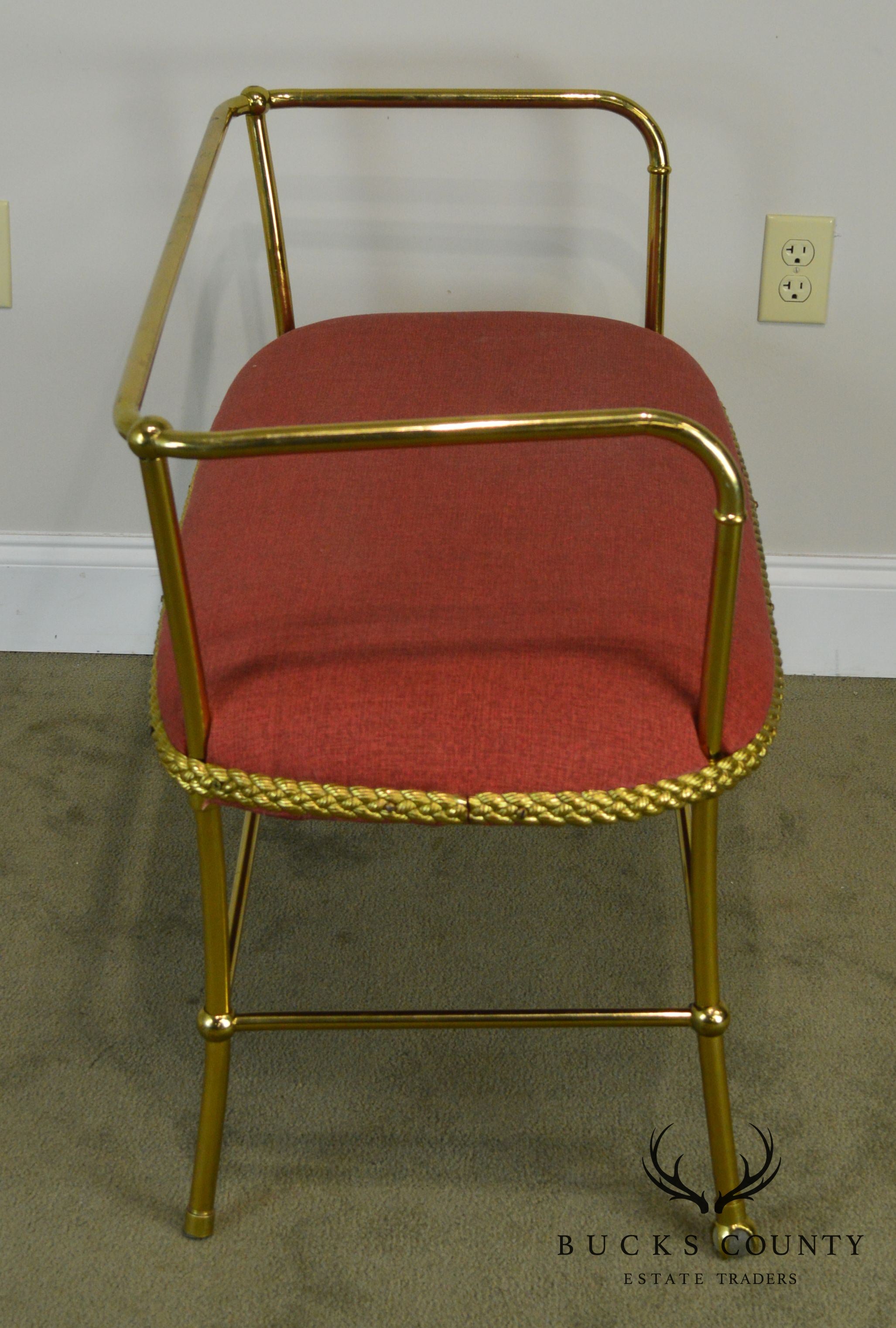 Hollywood Regency Vintage Italian Brass Settee