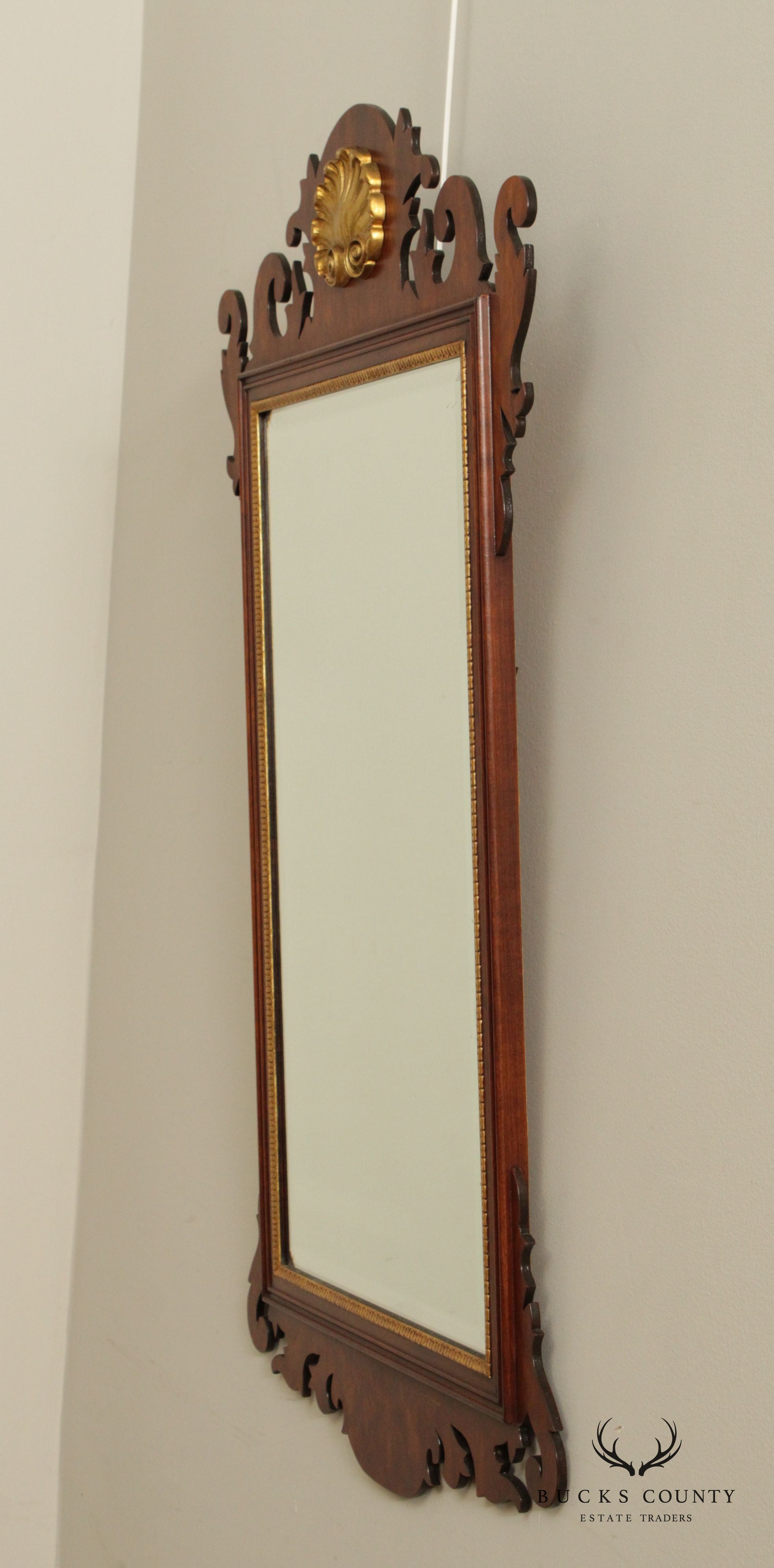 Henkel Harris Chippendale Style Mahogany Partial Gilt Wall Mirror