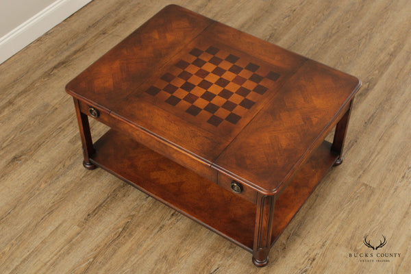 English Regency Style Oak and Leather Two-Tier Cocktail Games Table