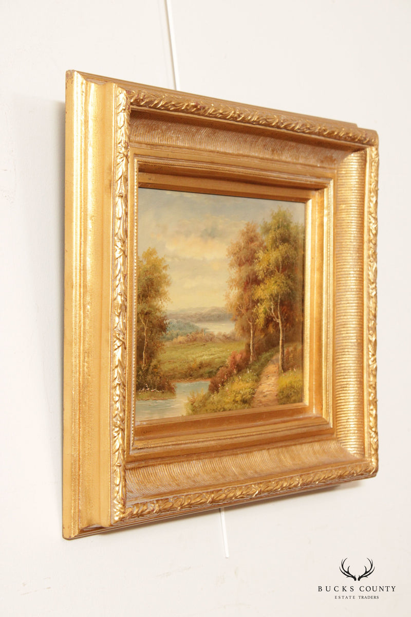 Vintage 20th Century Landscape Oil Painting, Custom Framed
