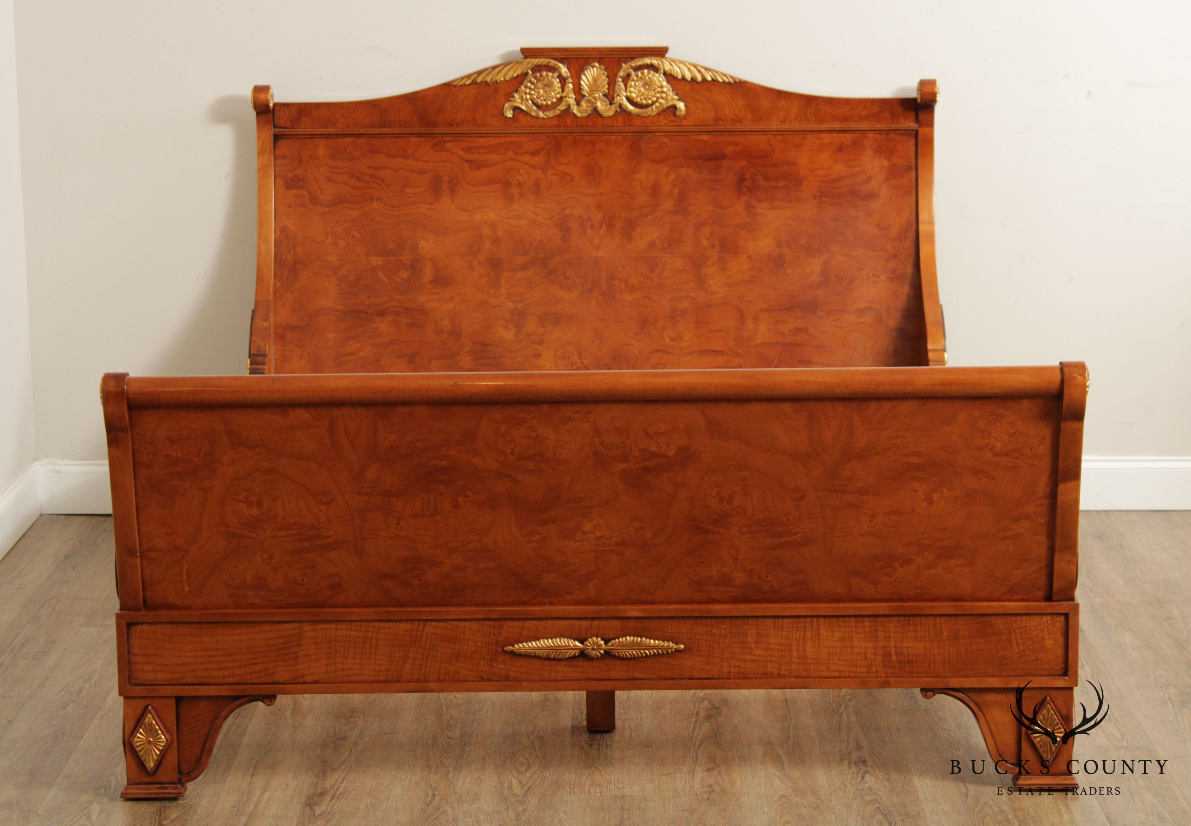 Giemme Italian Neoclassical Style Queen Sleigh Bed