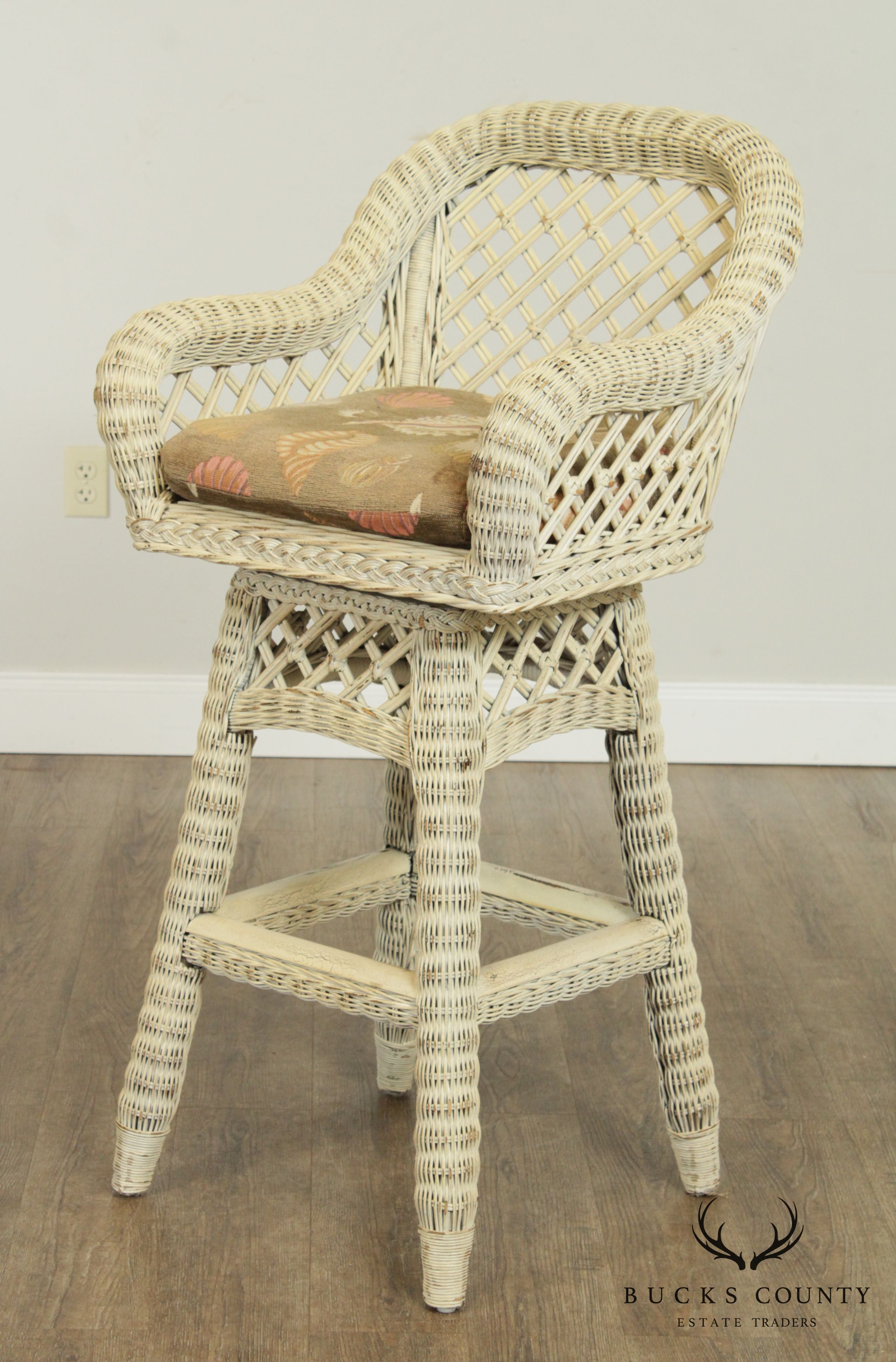 Lexington Pair Wicker Swivel Bar Stools