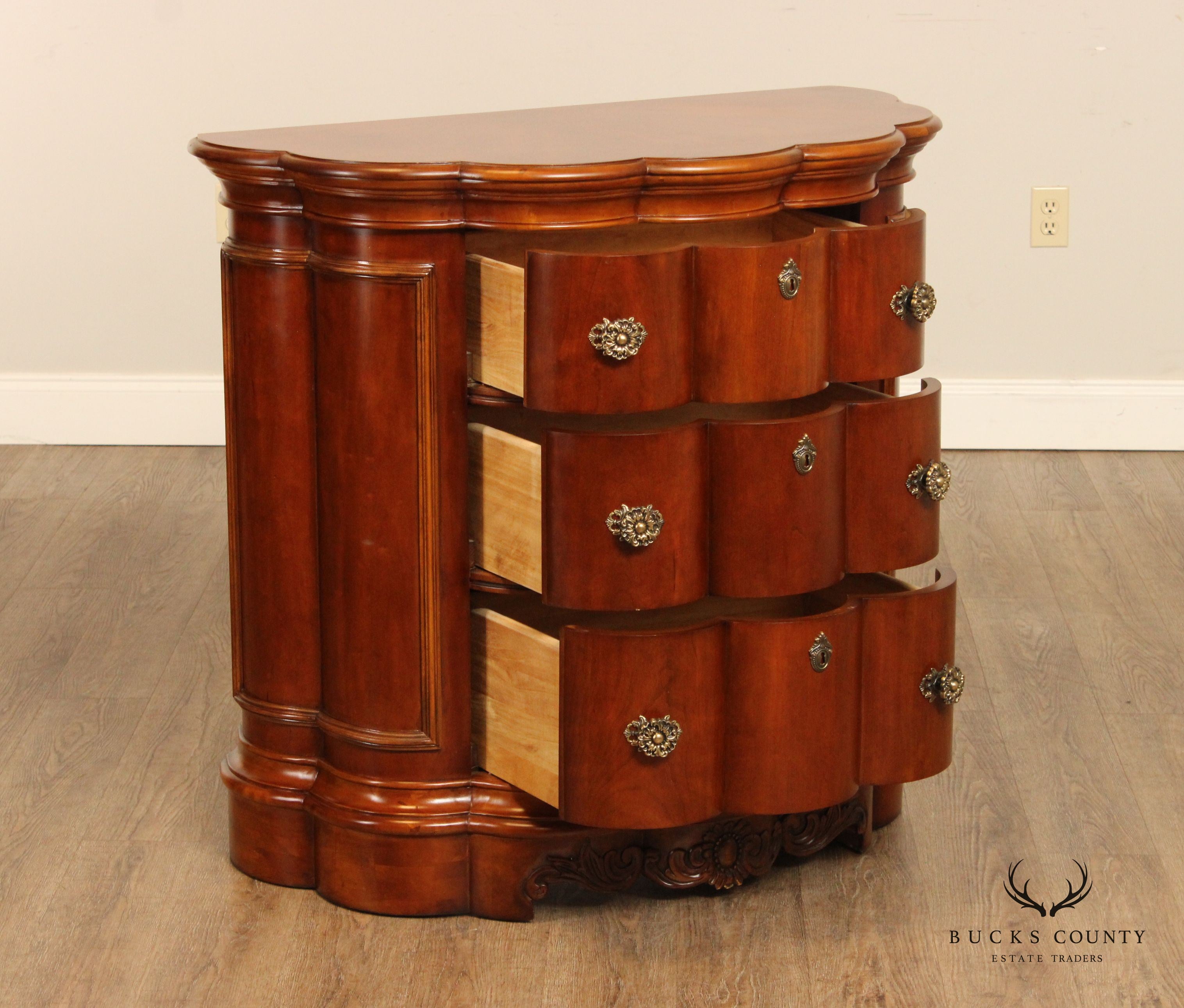 Pulaski Furniture Edwardian Style Cherry Demilune Chest of Drawers