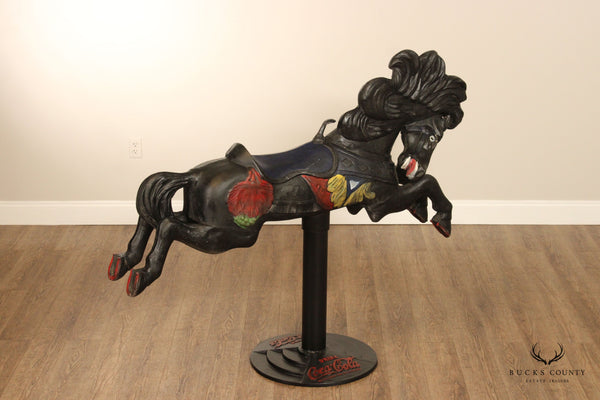Coca Cola Enamel Painted Carousel Horse on Stand