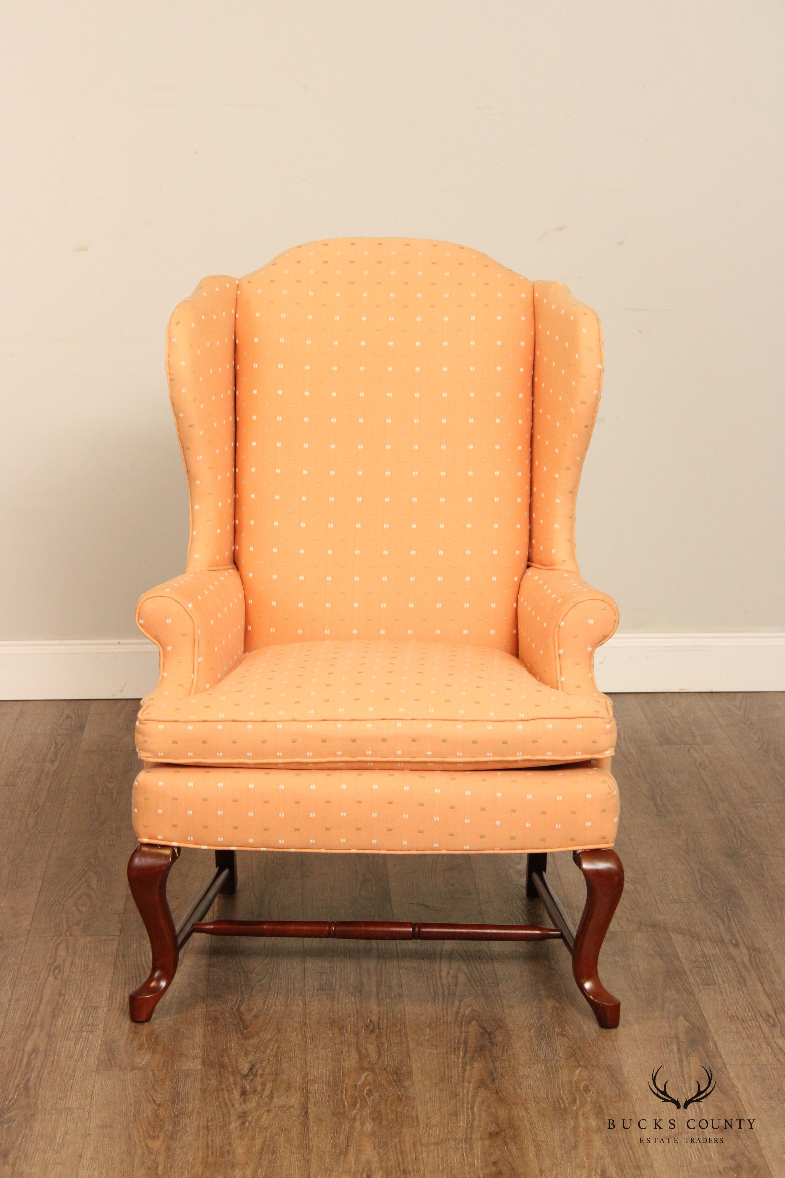 Hammary Queen Anne Style Custom Upholstered Wingback Chair