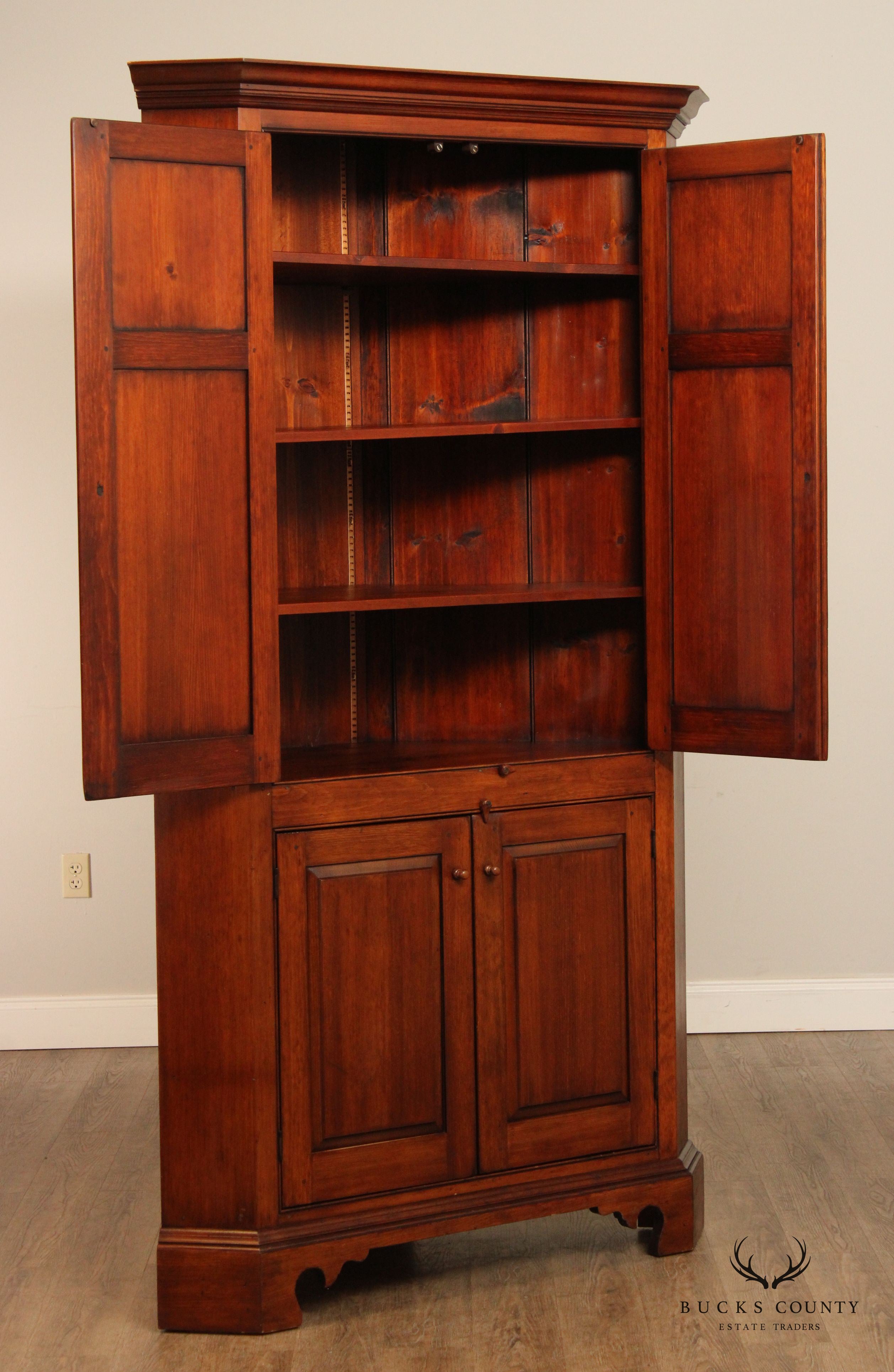 William Draper Chippendale  Style Pine Corner Cabinet