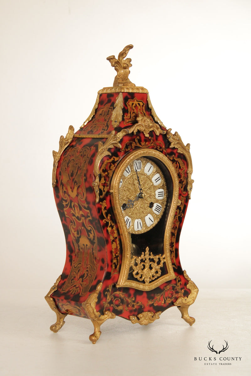 French Louis XV Style Boulle and Ormolu Mantel Clock