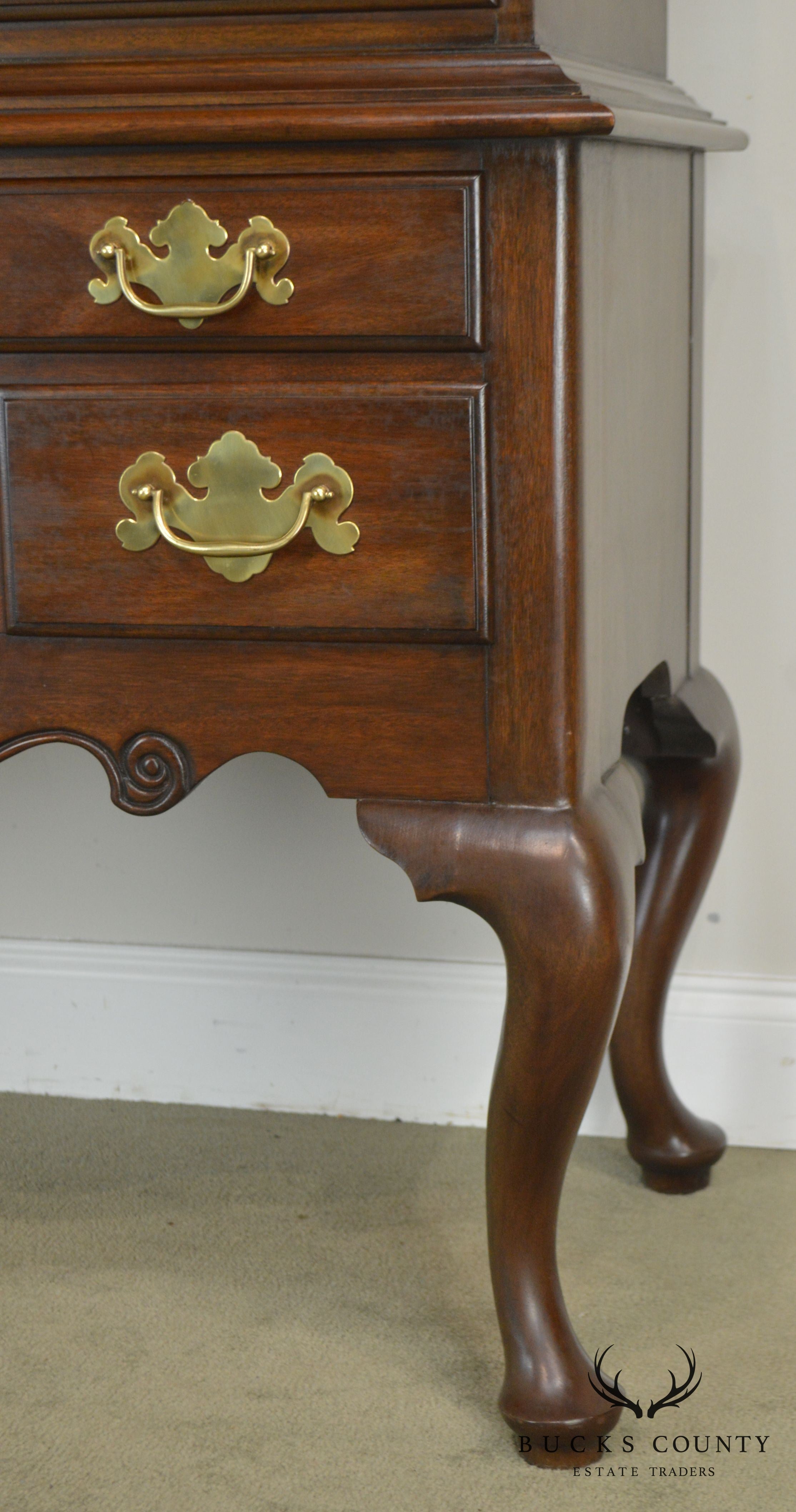 Henkel Harris Mahogany Queen Anne Philadelphia Bonnet Top Highboy