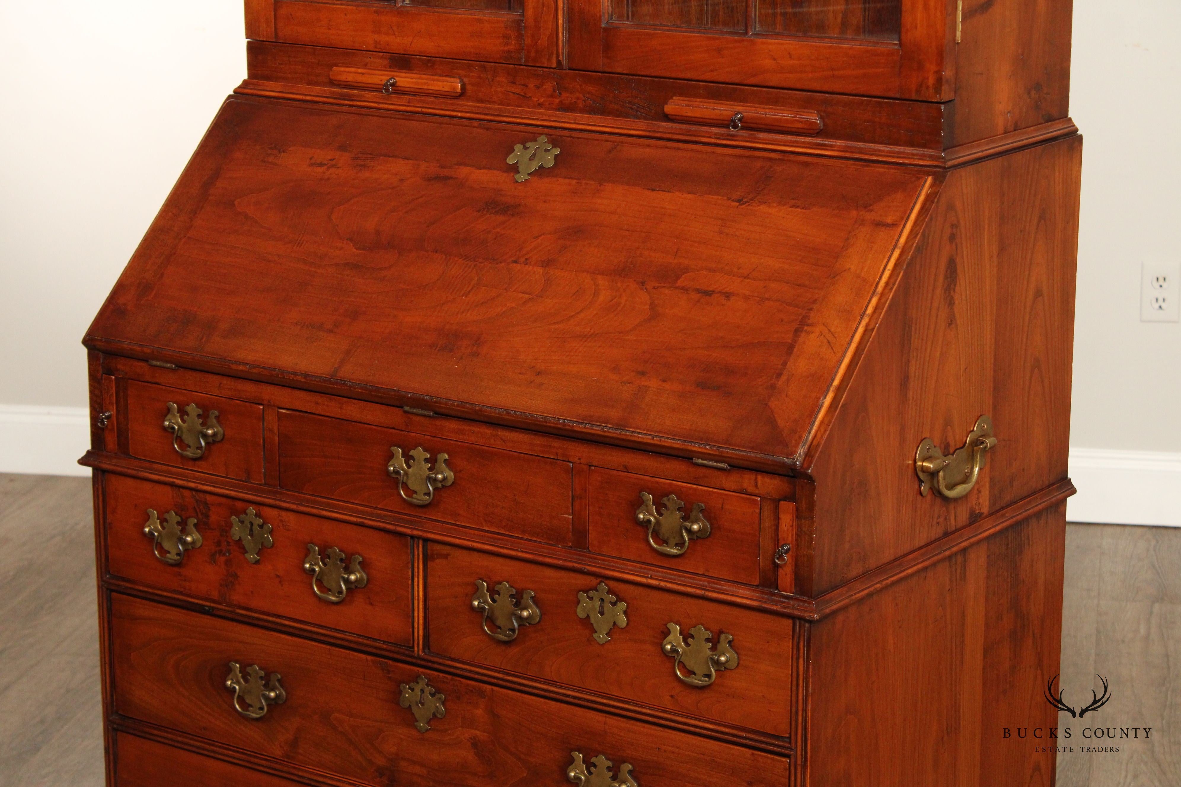 GEORGIAN STYLE STAR INLAID SECRETARY BOOKCASE