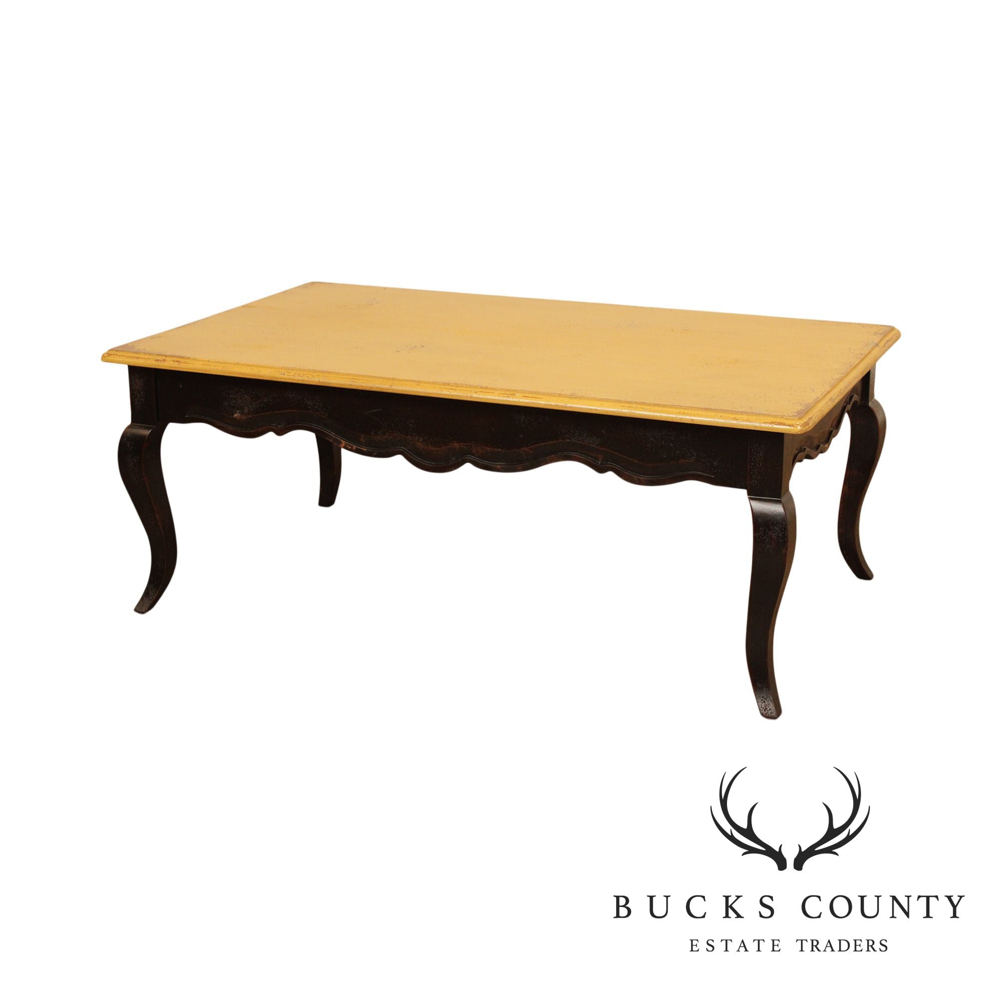 Habersham French Country Style Distressed Painted Coffee Table