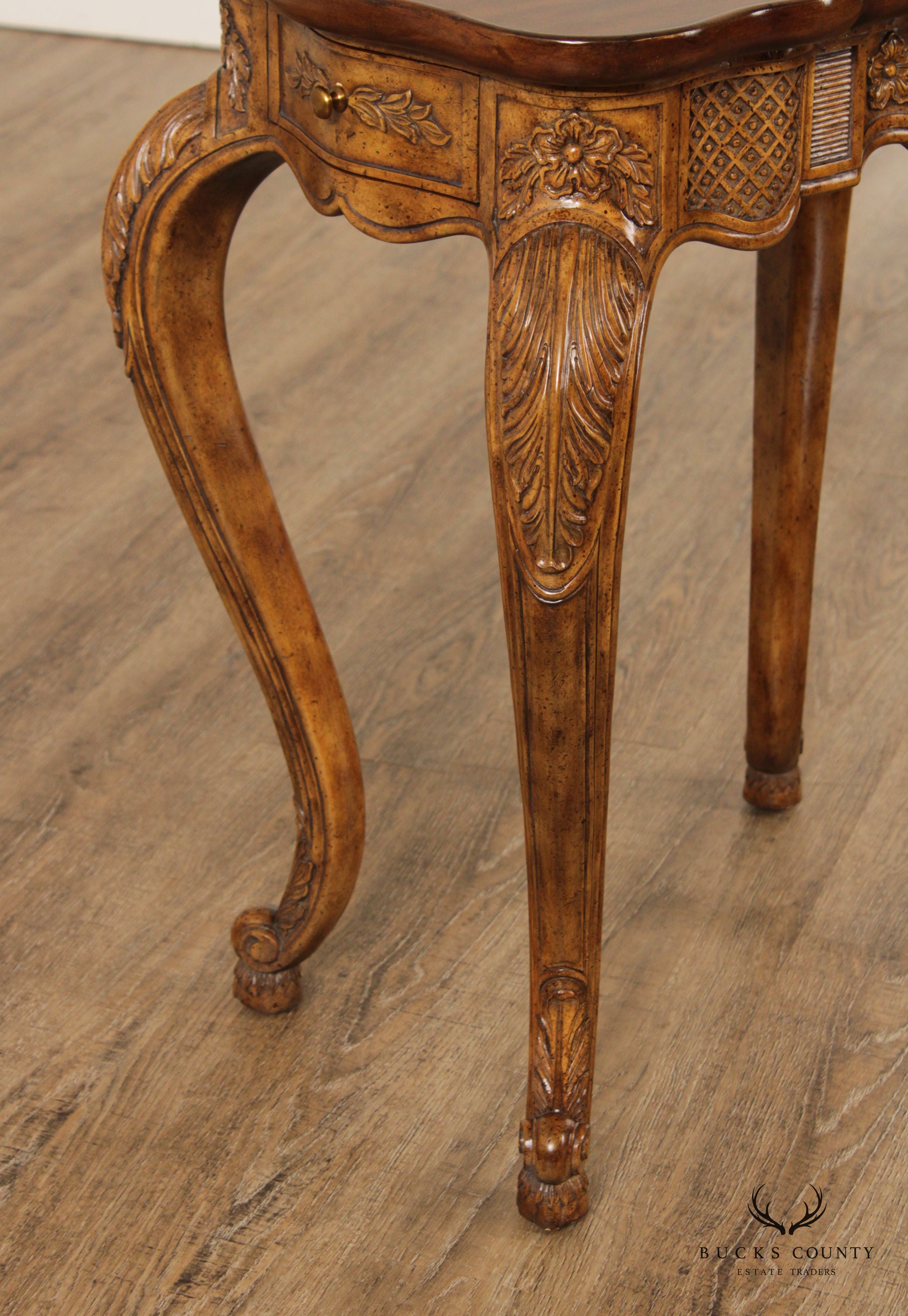 Maitland Smith French Provincial Carved Side Table