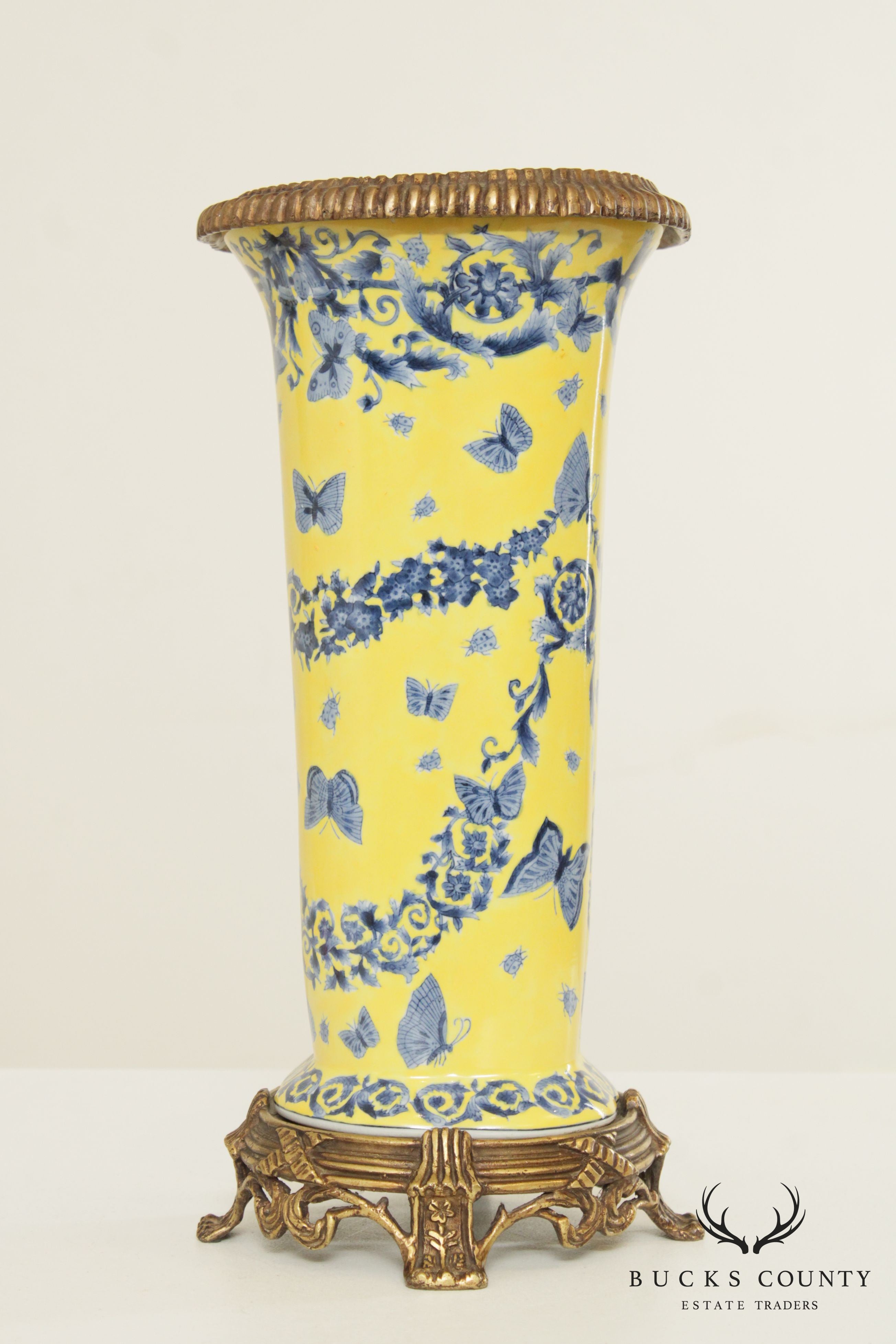 Chinese Brass Mounted Porcelain Vase