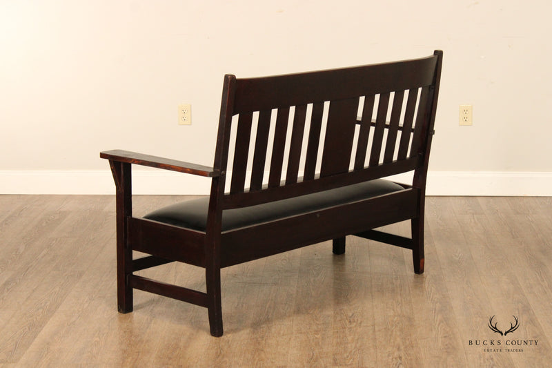Antique Mission Style Mahogany Settee Bench