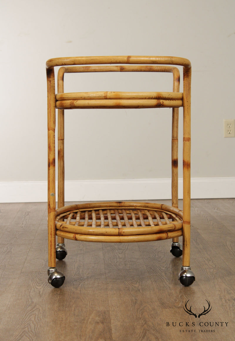 Vintage Bamboo 2 Tier Serving Bar Cart