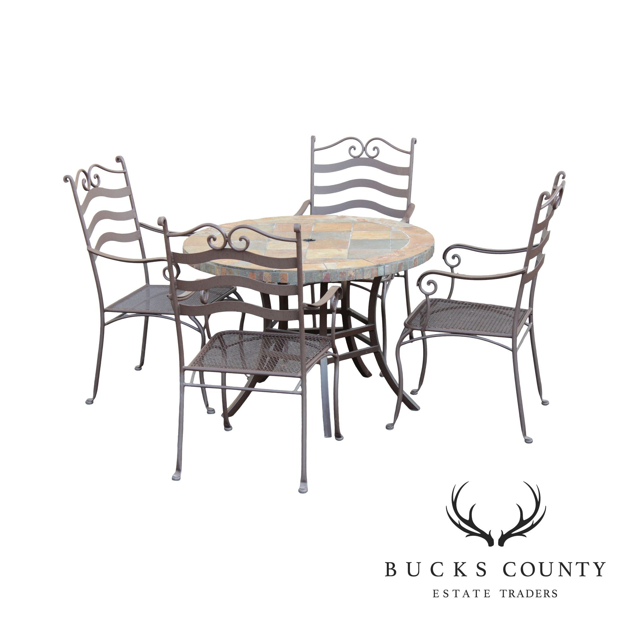 Tuscan Style Wrought Iron 5 Piece Patio Dining Set