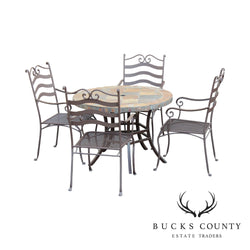 Tuscan Style Wrought Iron 5 Piece Patio Dining Set