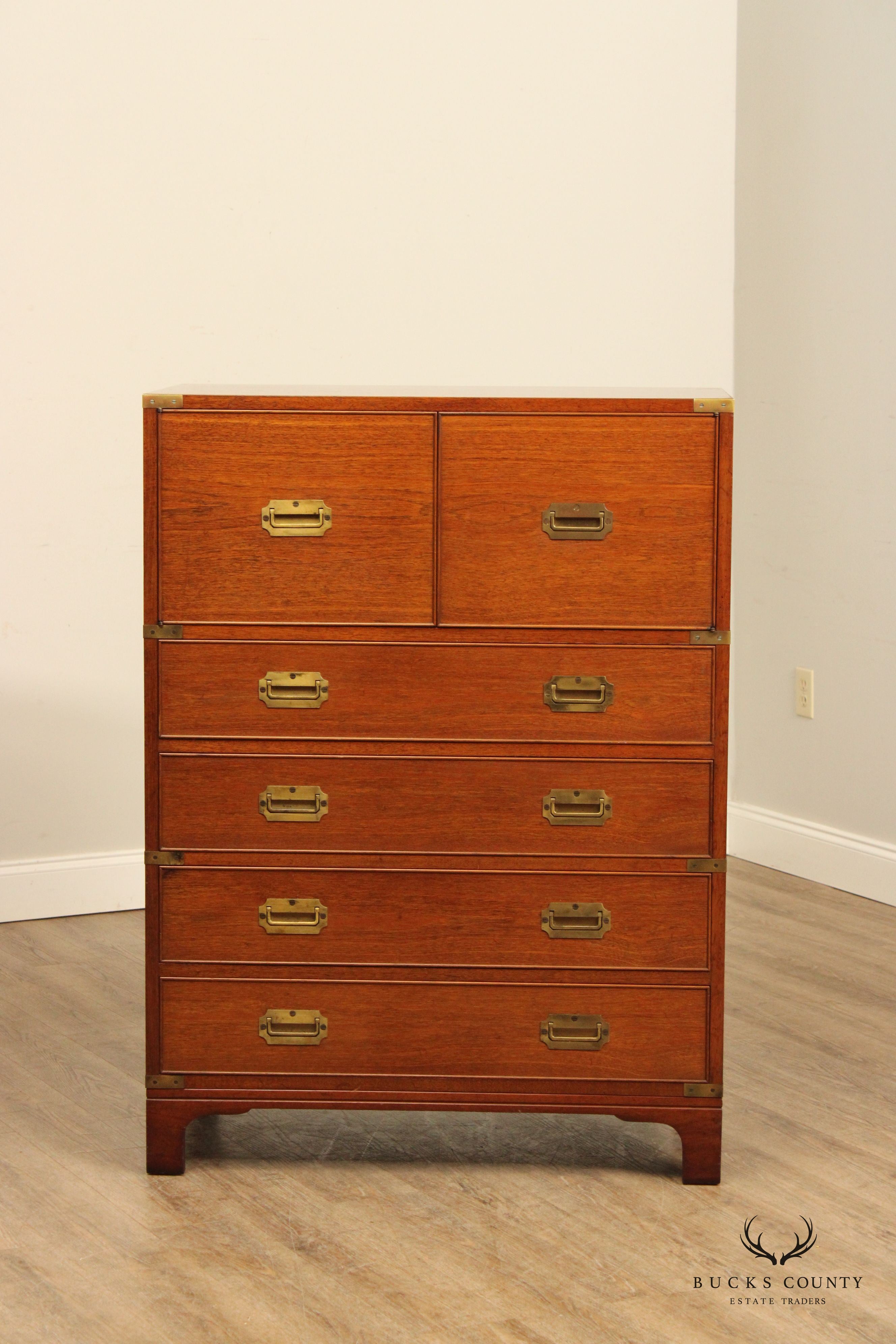 Beacon Hill Vintage Campaign Style Mahogany Tall Chest