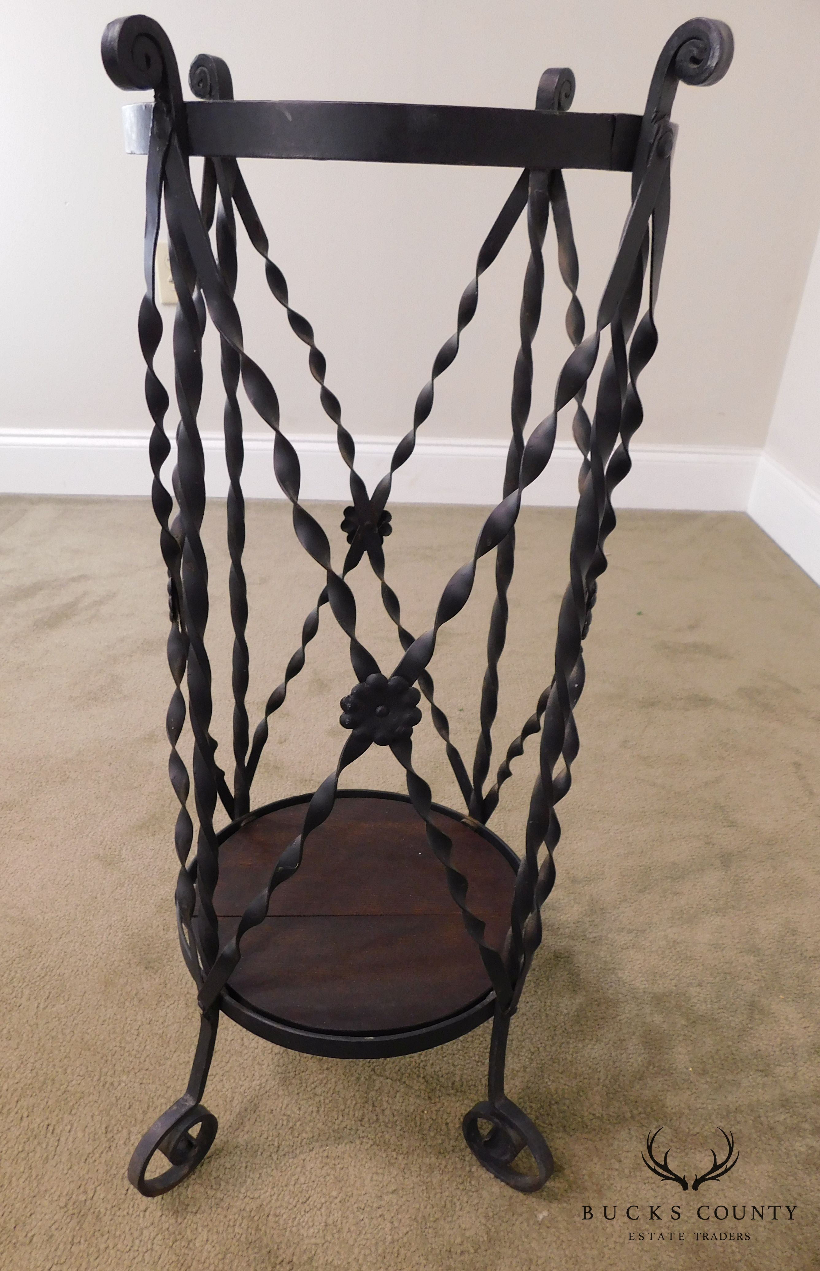 Aesthetic Antique Hand Wrought Iron Umbrella Stand