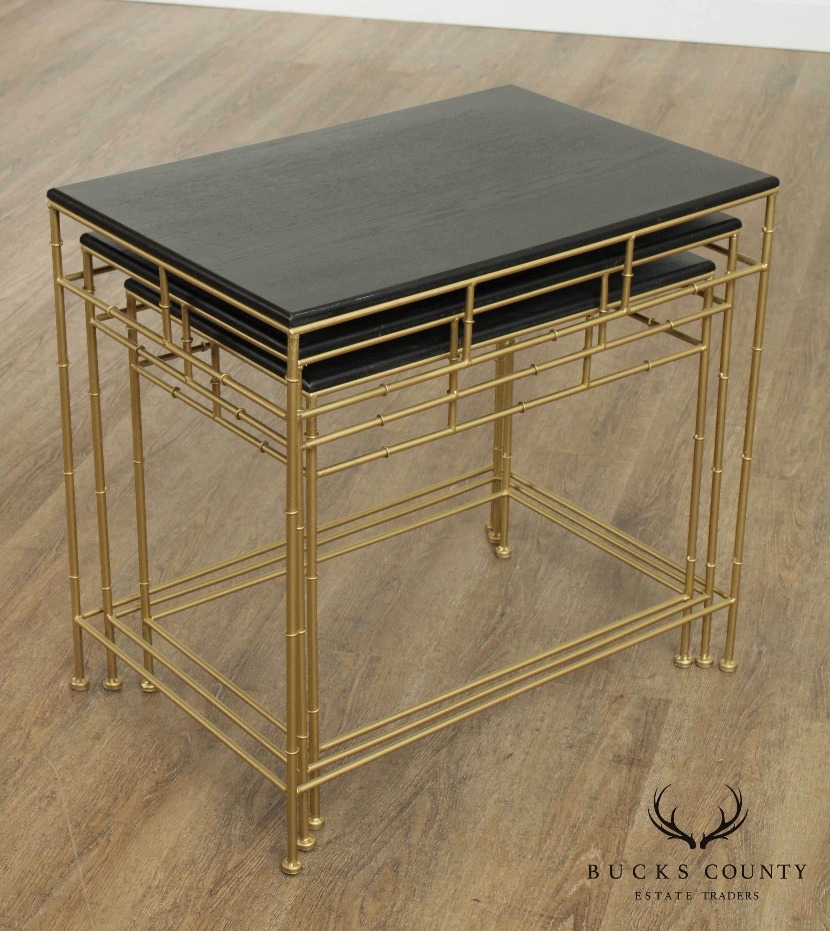 Black and Gold Faux Bamboo Iron Nesting Tables