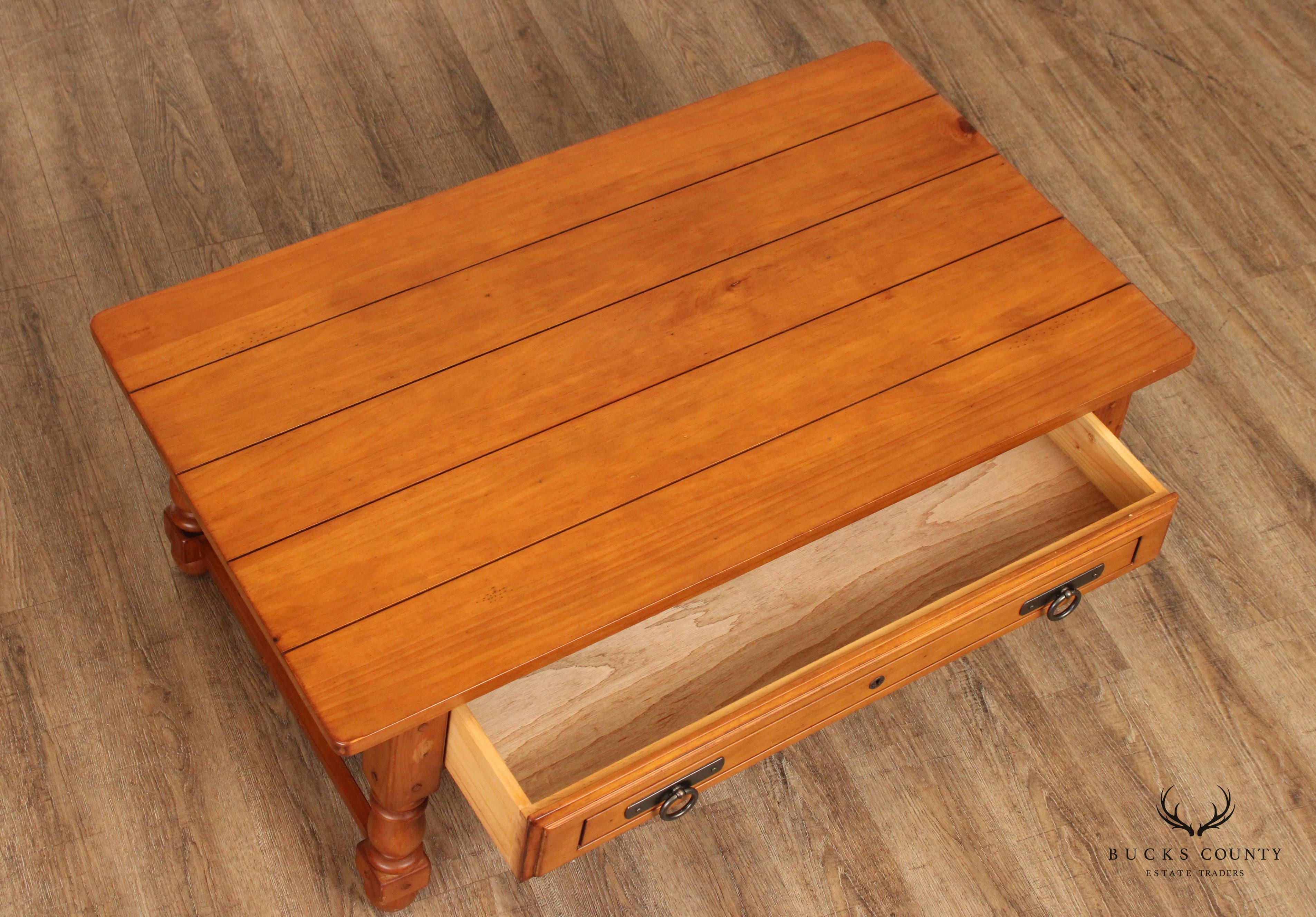 English Traditional Style Pine One-Drawer Coffee Table