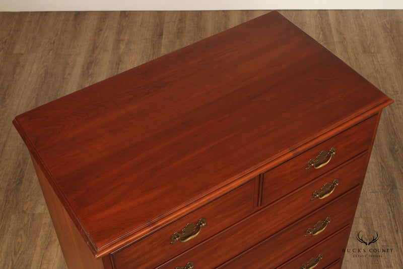 HENKEL HARRIS CHIPPENDALE STYLE CHERRY HIGH CHEST OF DRAWERS