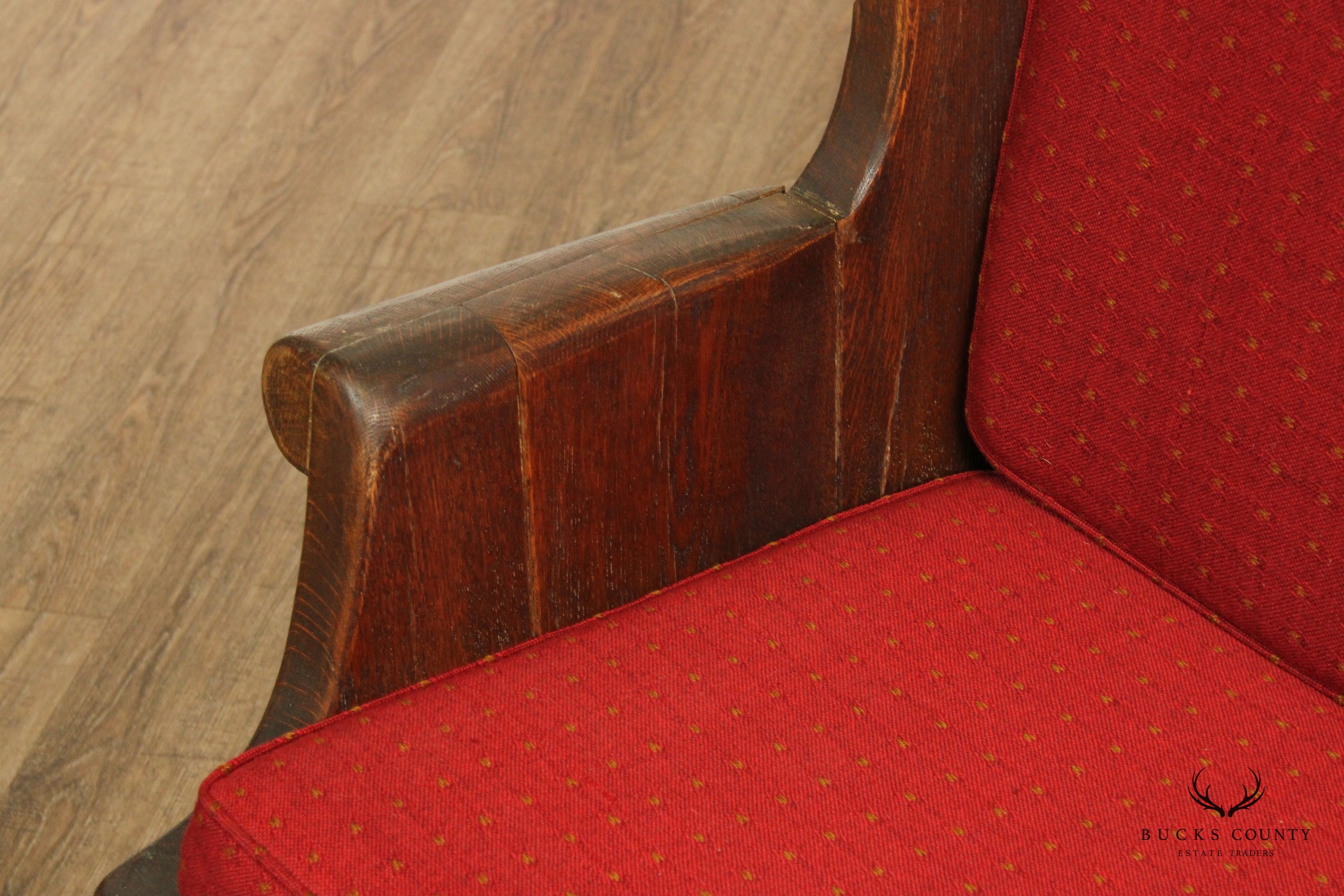 Antique English Pair of Oak Highback Pub Benches