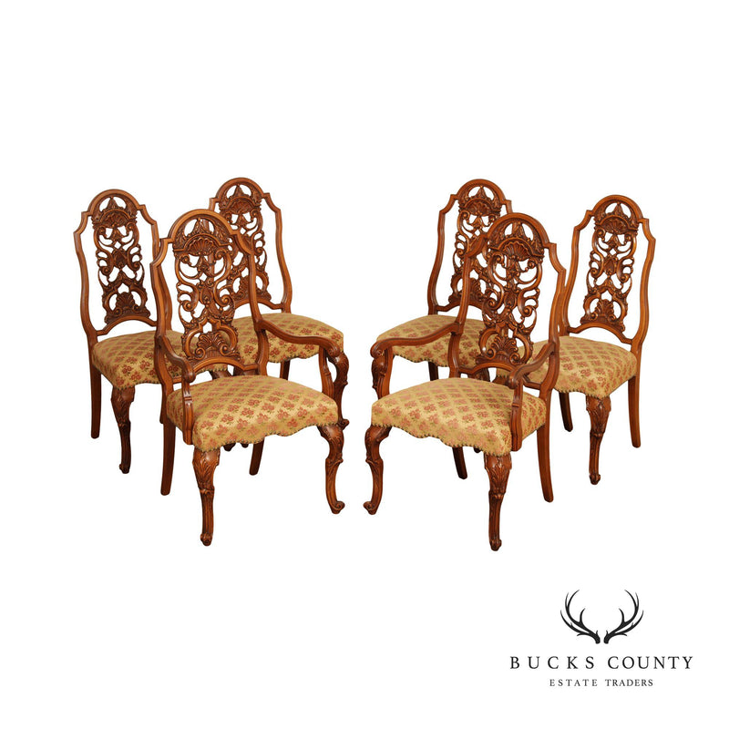 Batesville Georgian Rococo Style Carved Set Six Dining Chairs