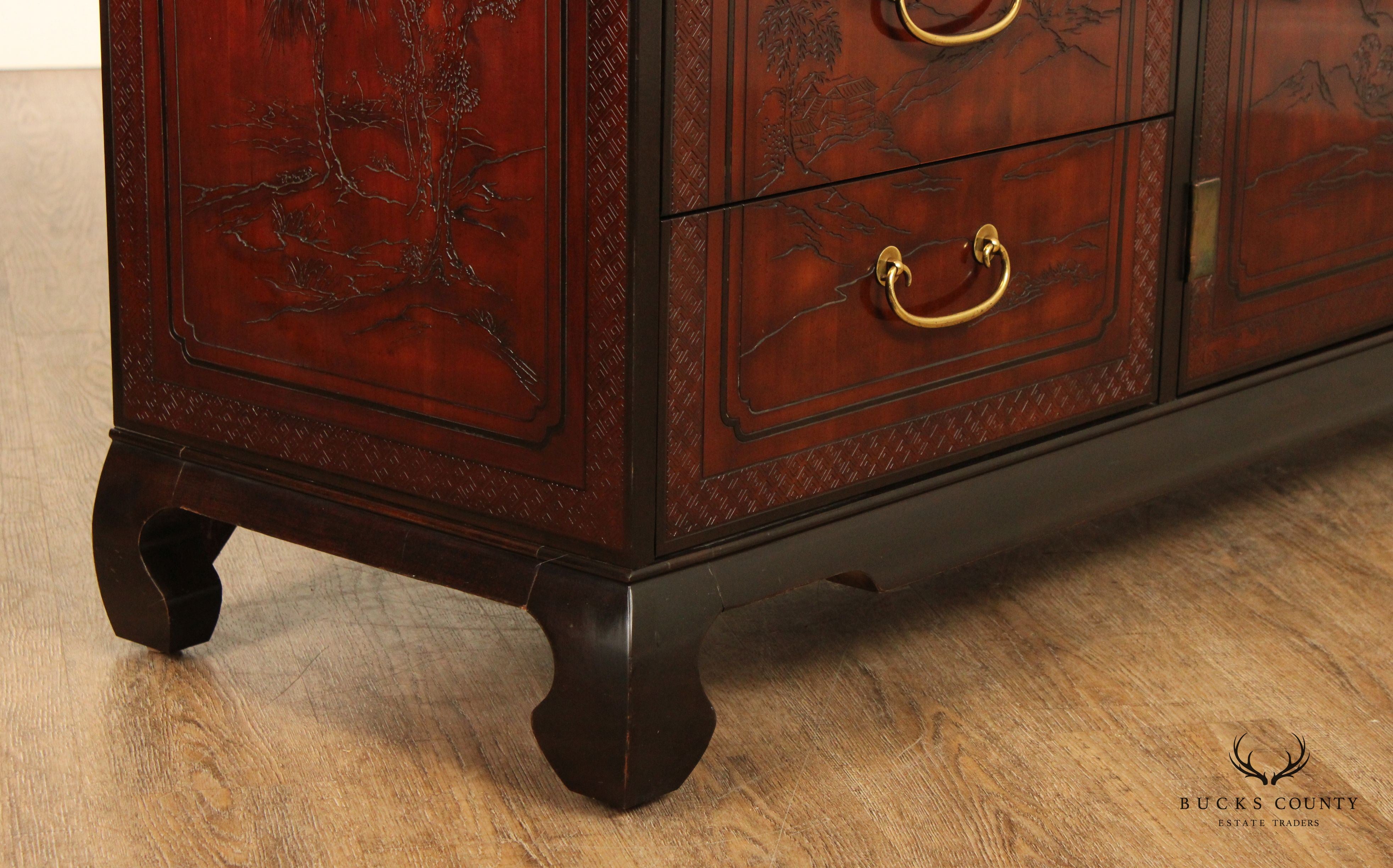 Drexel Heritage Chinoiserie Carved 'Connoisseur' Chest of Drawers