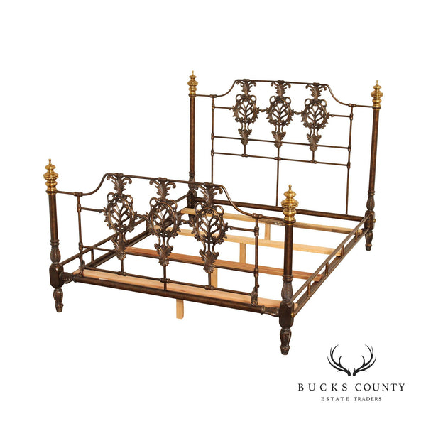 Quality Art Deco Style Brass and Iron Queen Bed Frame
